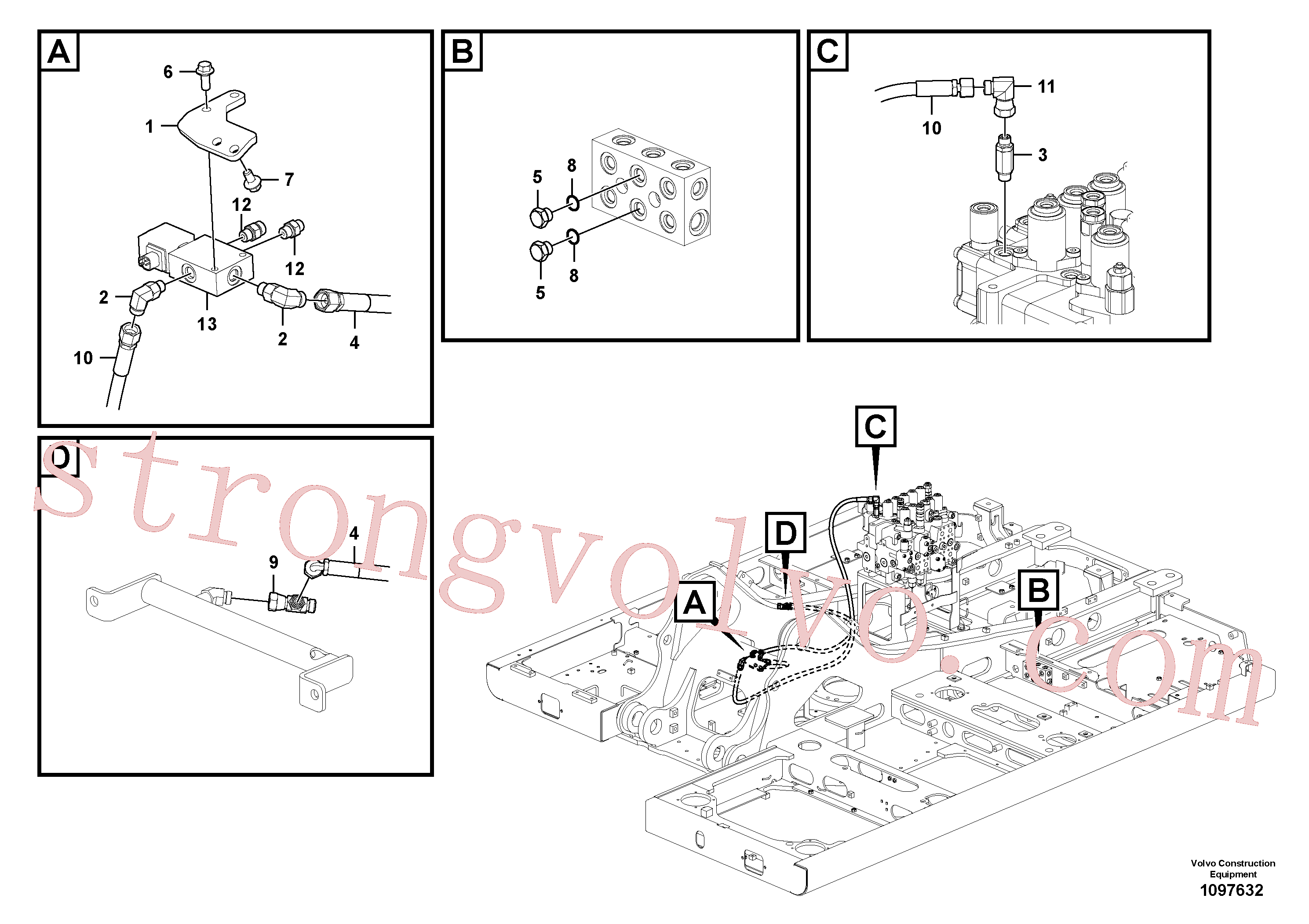 VOE936269 Volvo Hidráulica de serviço, encaixe rápido na estrutura superior(1097632 Montagem)