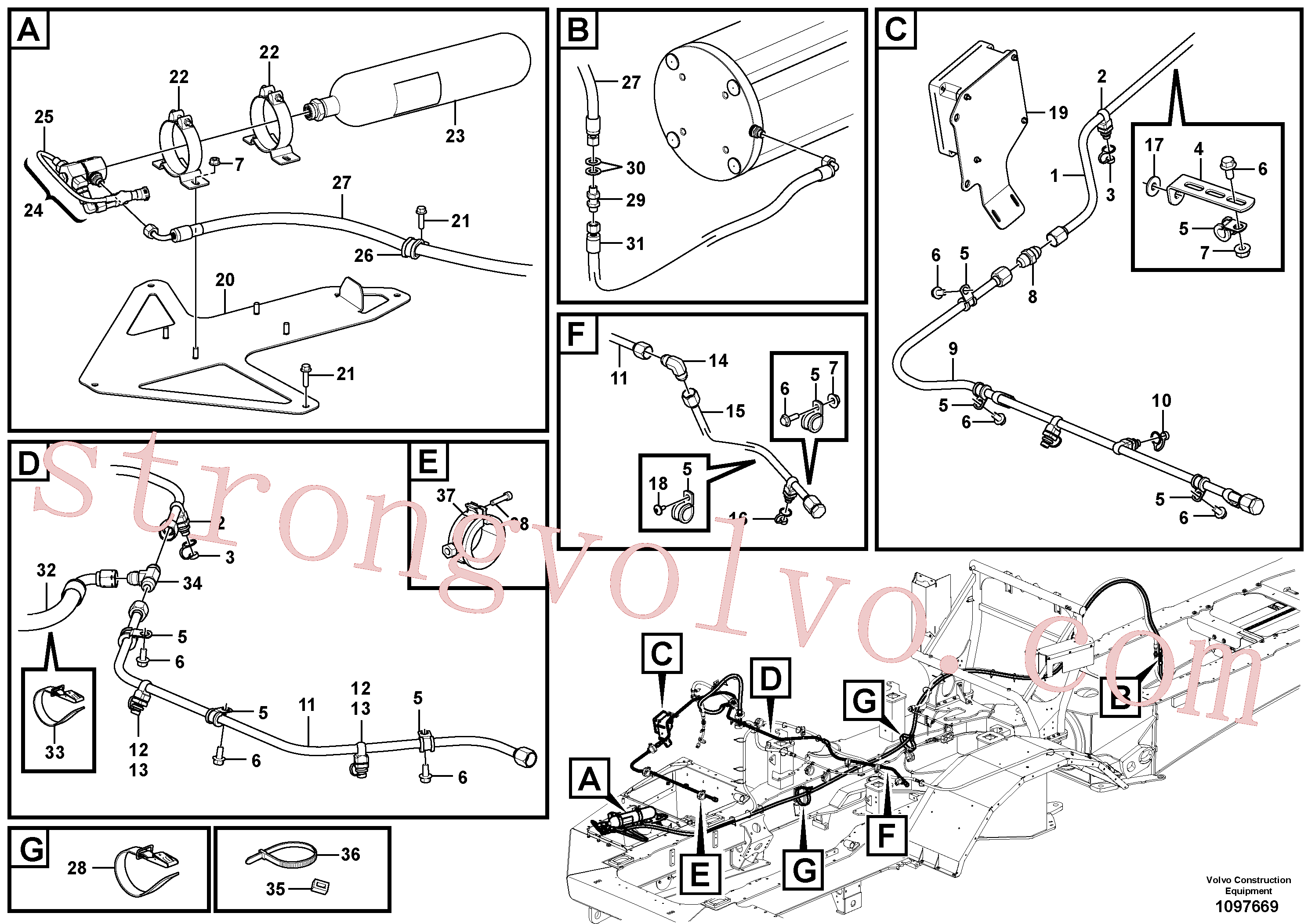 VOE15135278 Volvo Sistema de extinção(1097669 Montagem)