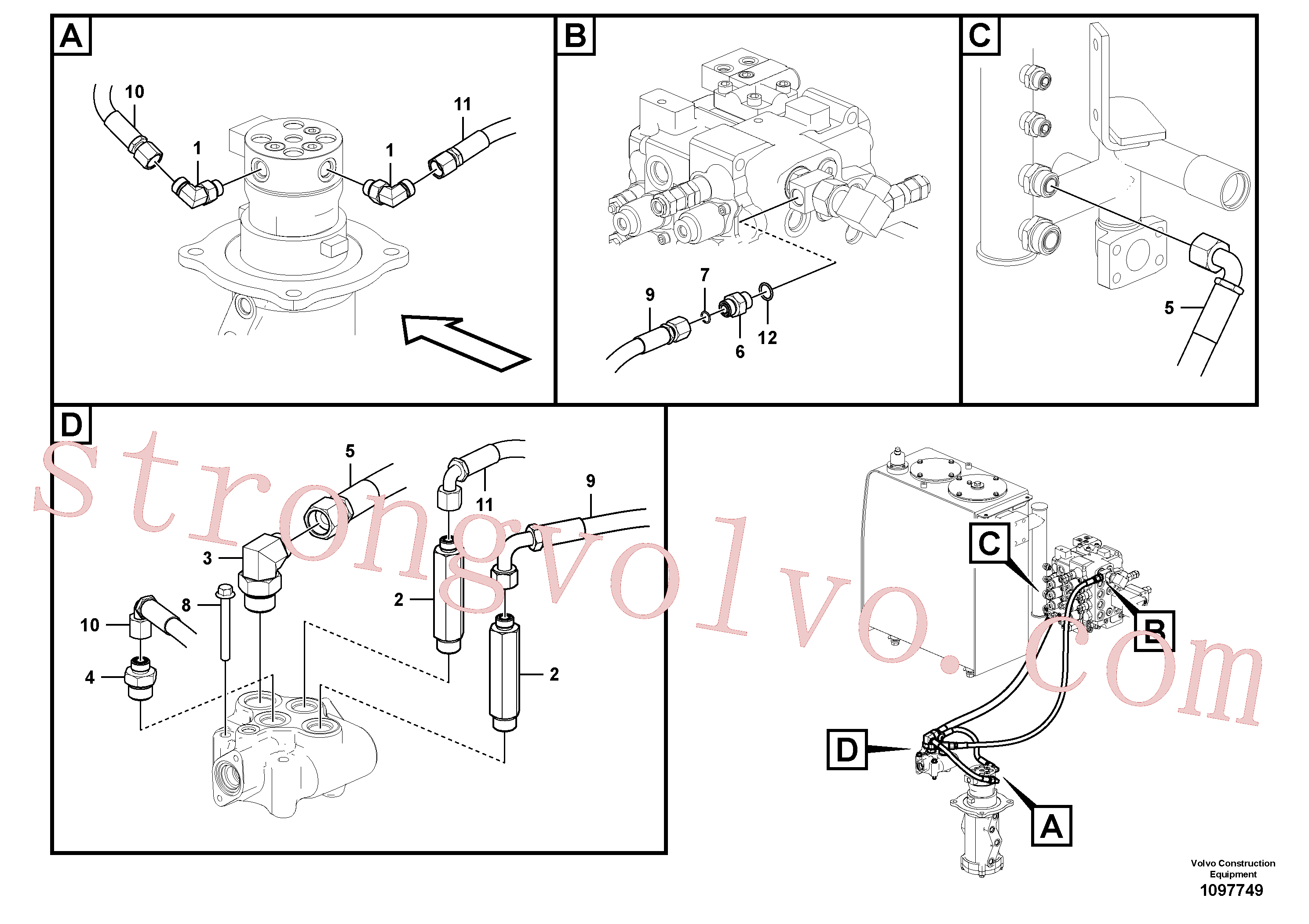 VOE936306 Volvo Sistema hidráulico de trabalho, lâmina niveladora(1097749 Montagem)