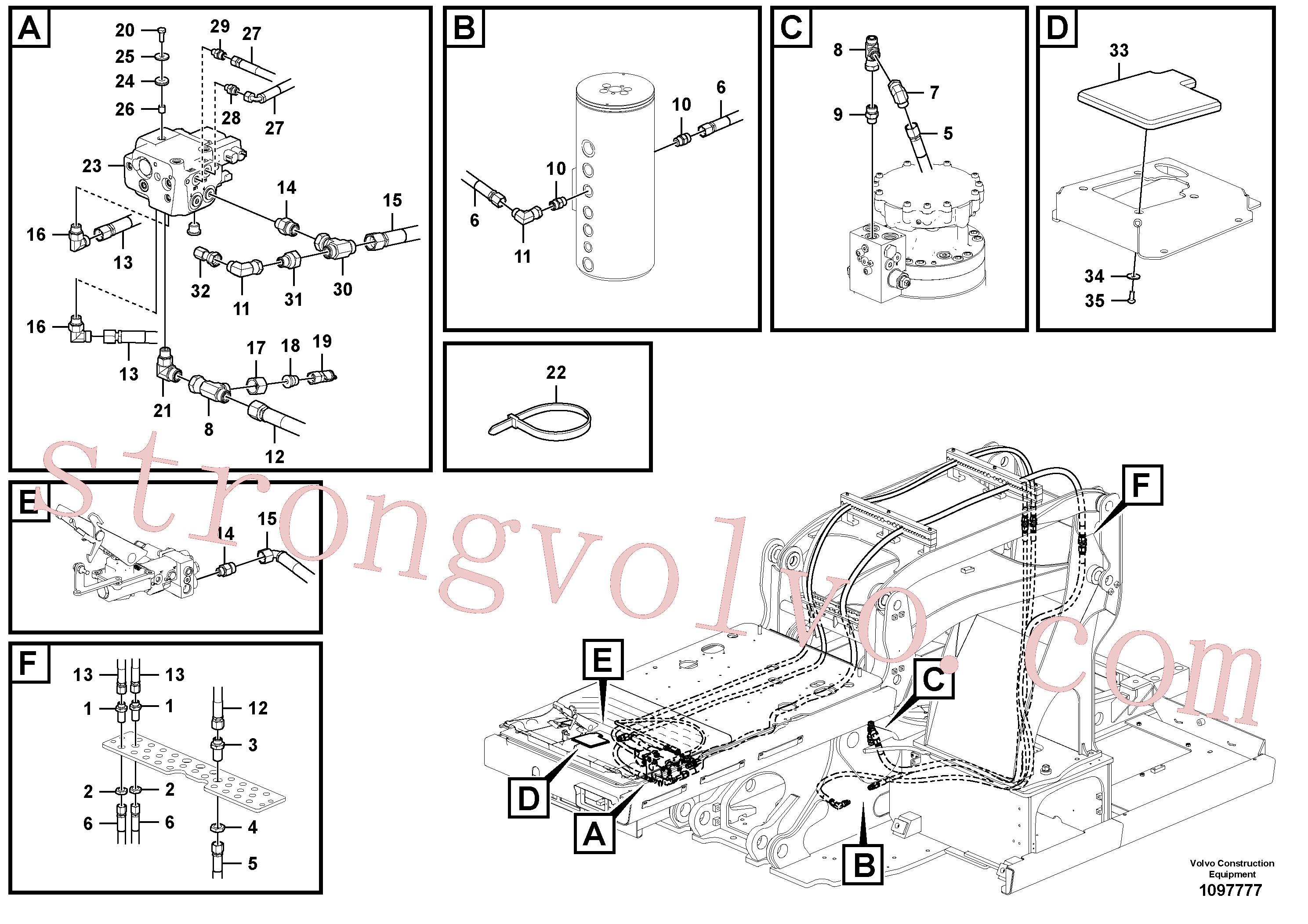 VOE15800881 Volvo Sistema hidráulico, linha da direcção(1097777 Montagem)