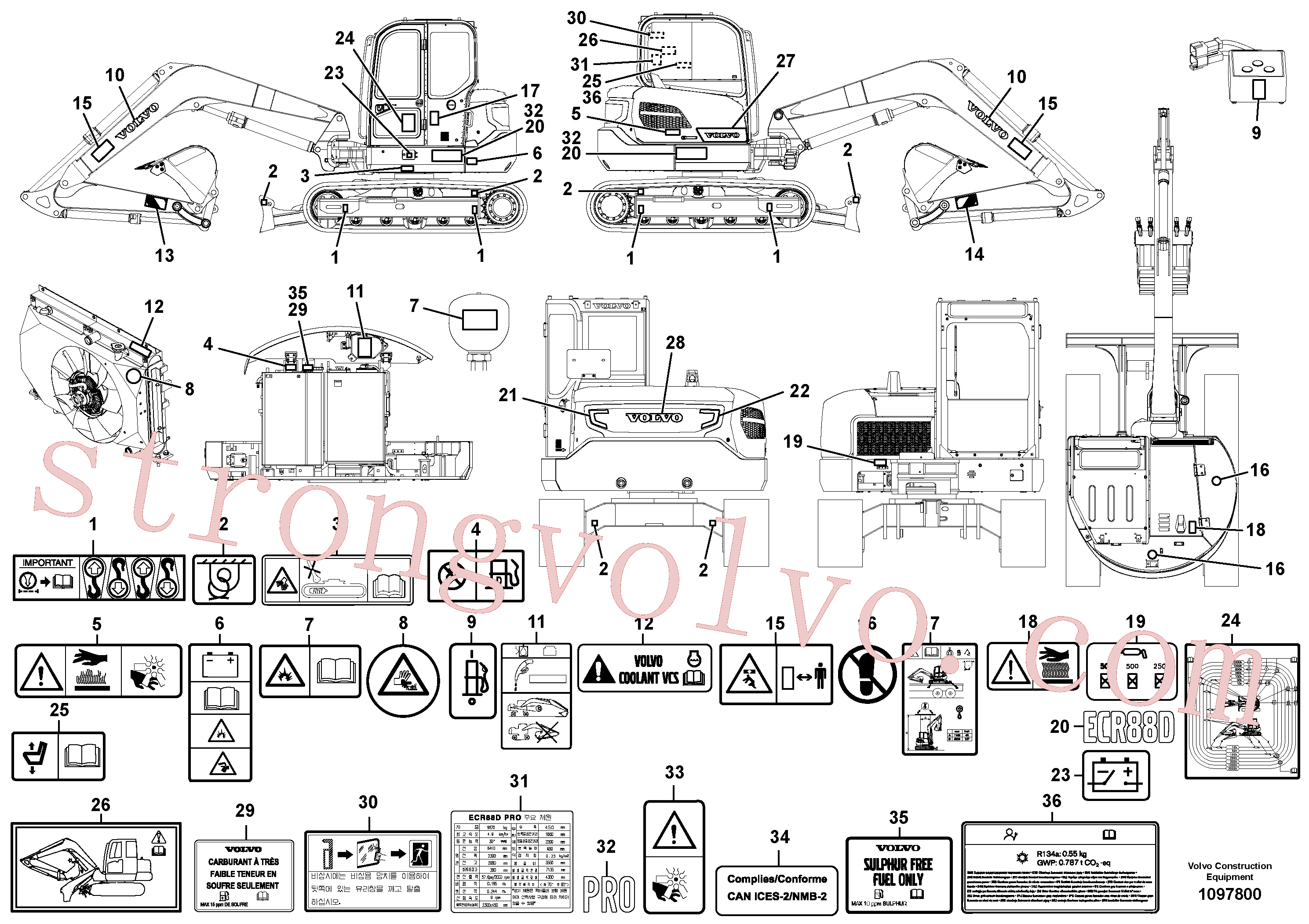 VOE14712077 Volvo Placas de sinalização e etiquetas adesivas(1097800 Montagem)