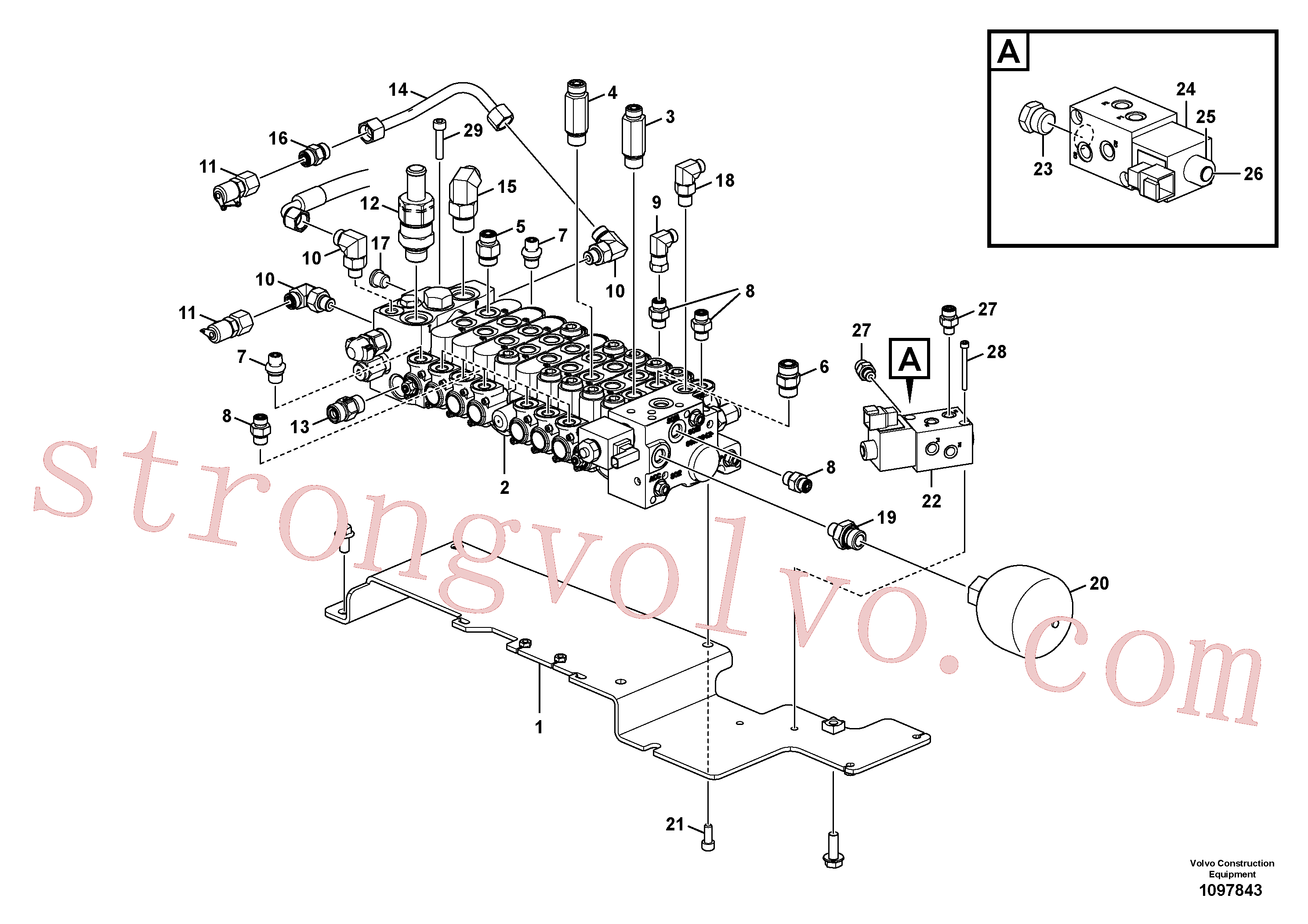 VOE935151 Volvo Válvula de comando com acessórios.(1097843 Montagem)
