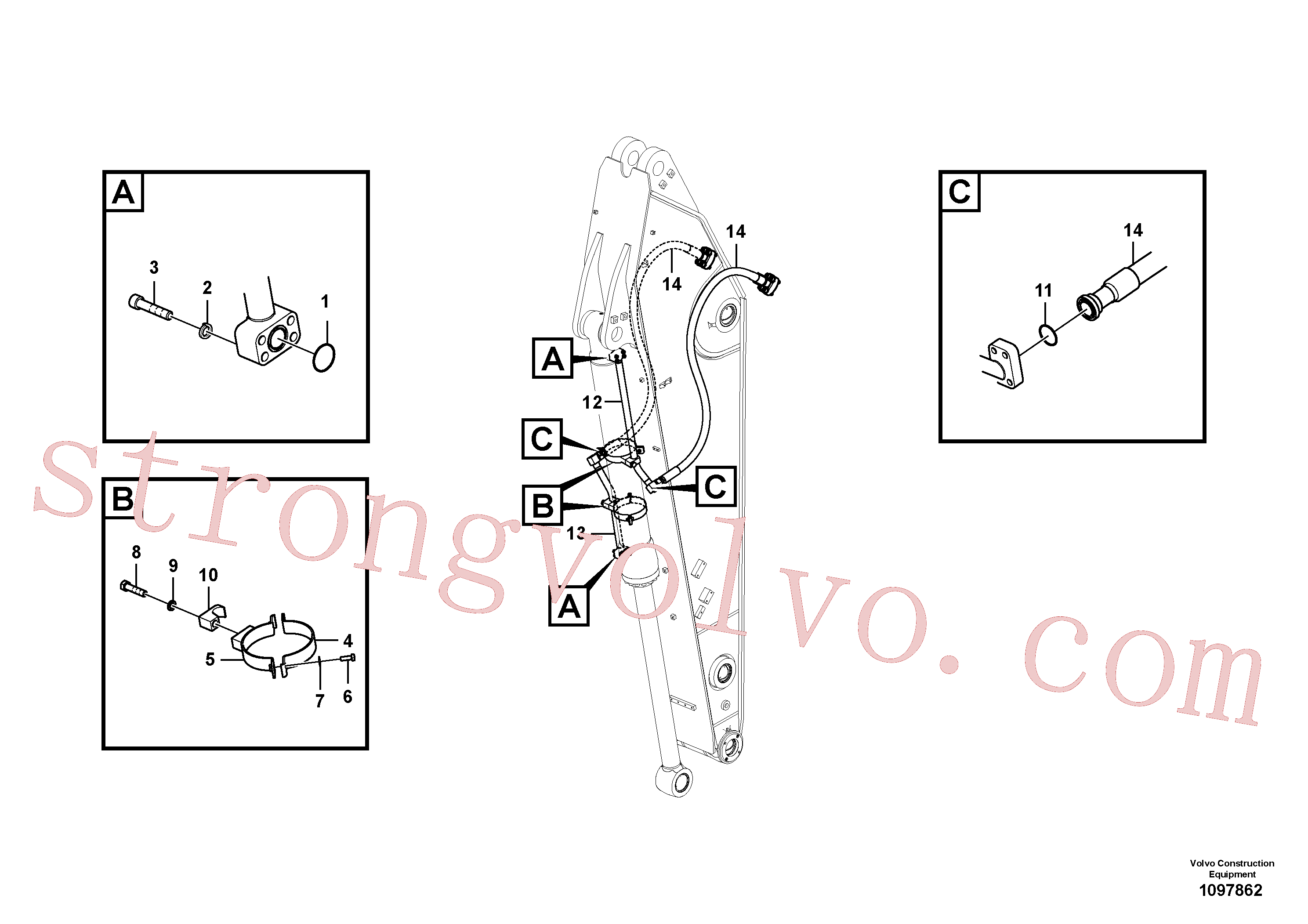 VOE997450 Volvo Hidráulica de serviço, cilindro do balde no braço de afundamento(1097862 Montagem)