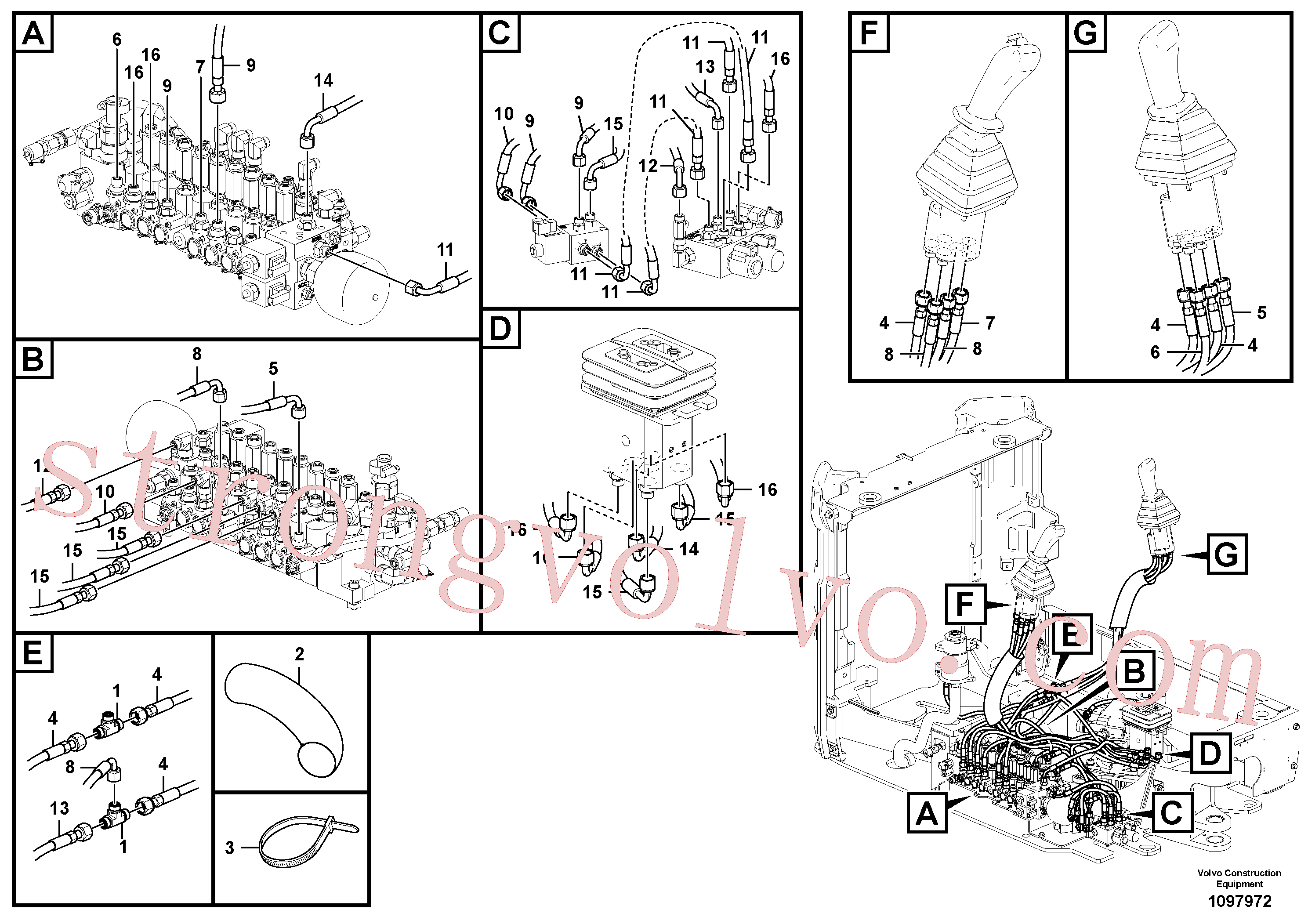 VOE15636462 Volvo Circuito hidráulico (baixa pressão)(1097972 Montagem)