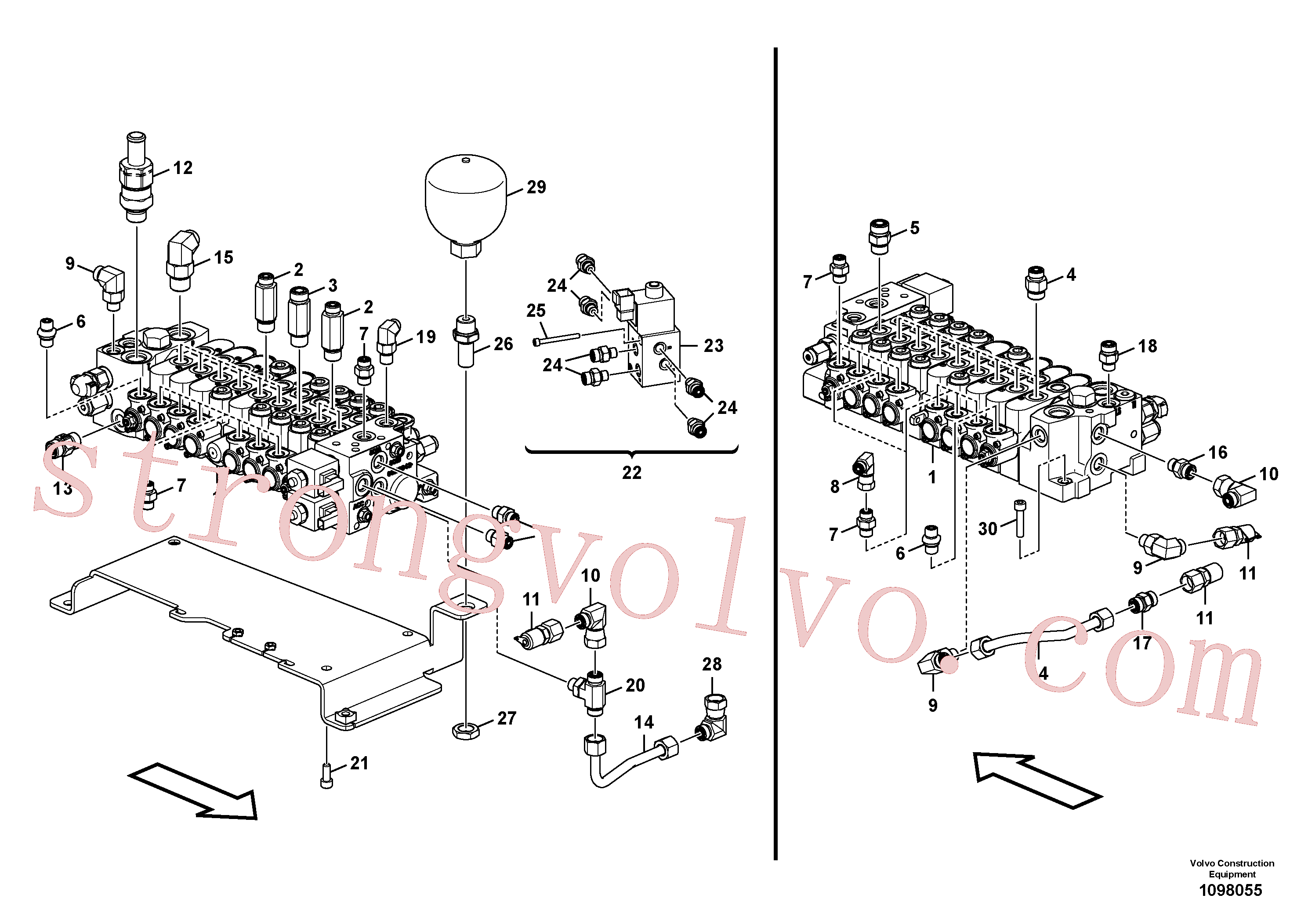 VOE16262219 Volvo Válvula de comando com acessórios.(1098055 Montagem)