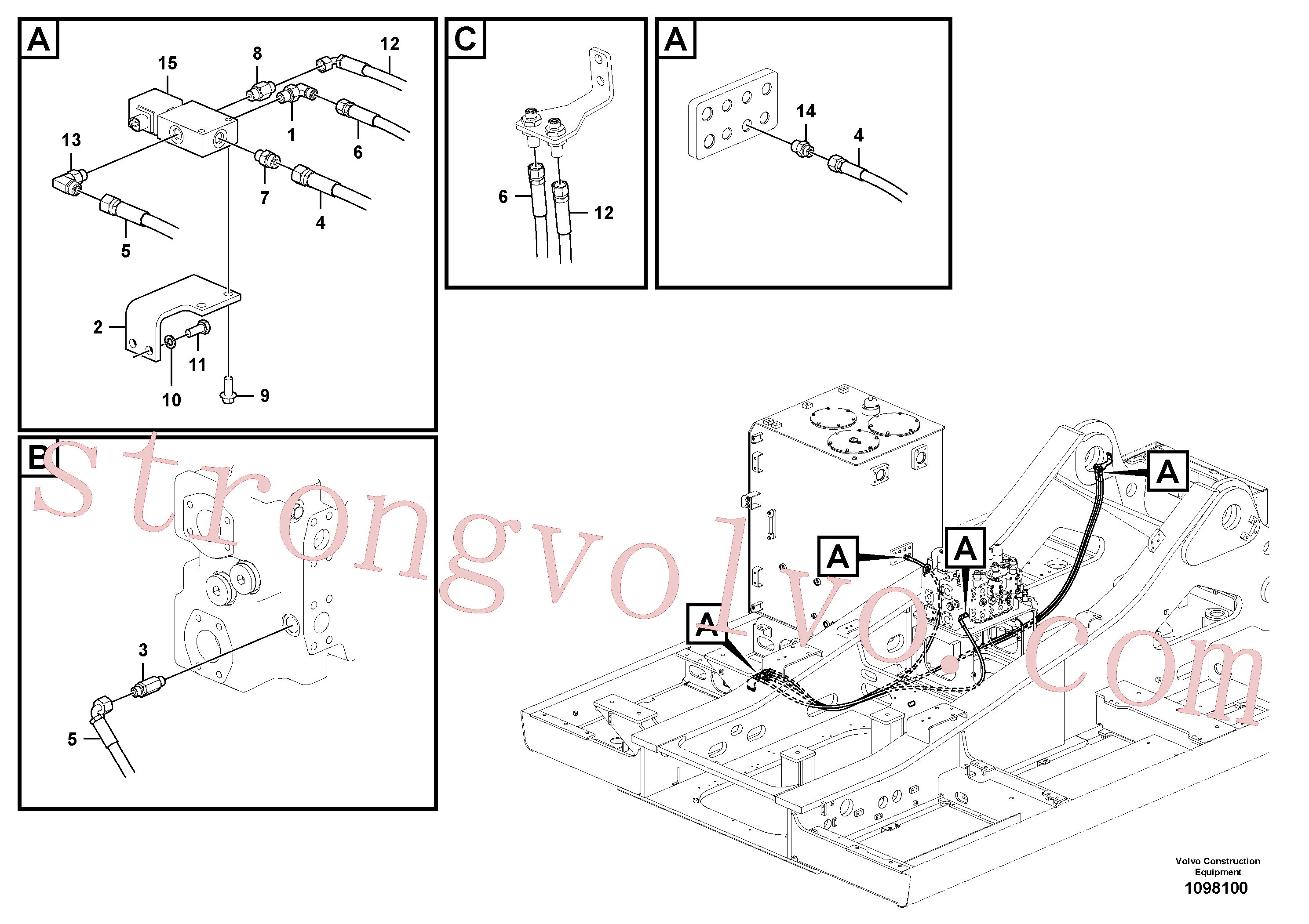VOE15800391 Mangueira completa Volvo escavadeira