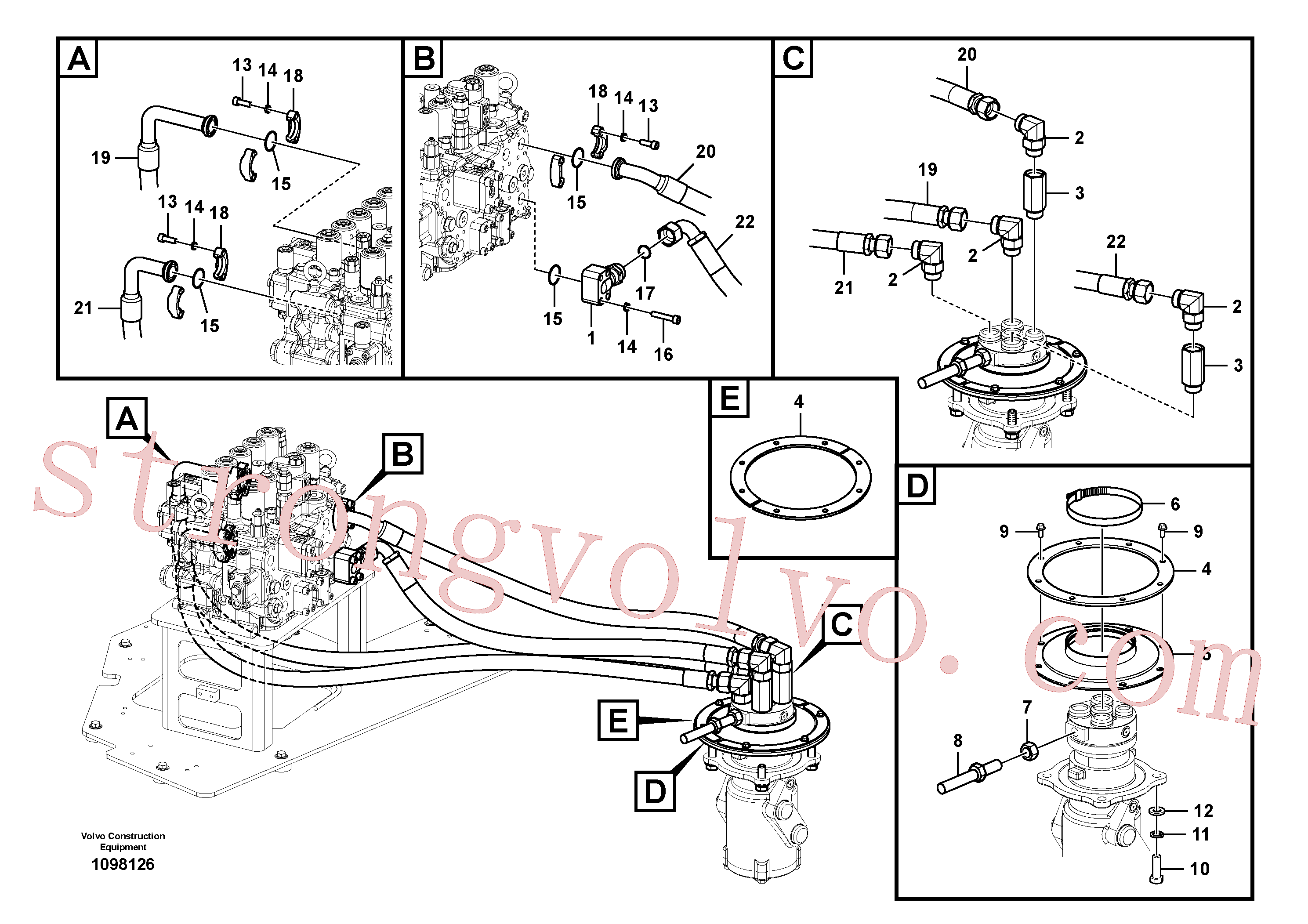 VOE14567457 Volvo Linha da rótula, válvula de comando à rótula(1098126 Montagem)