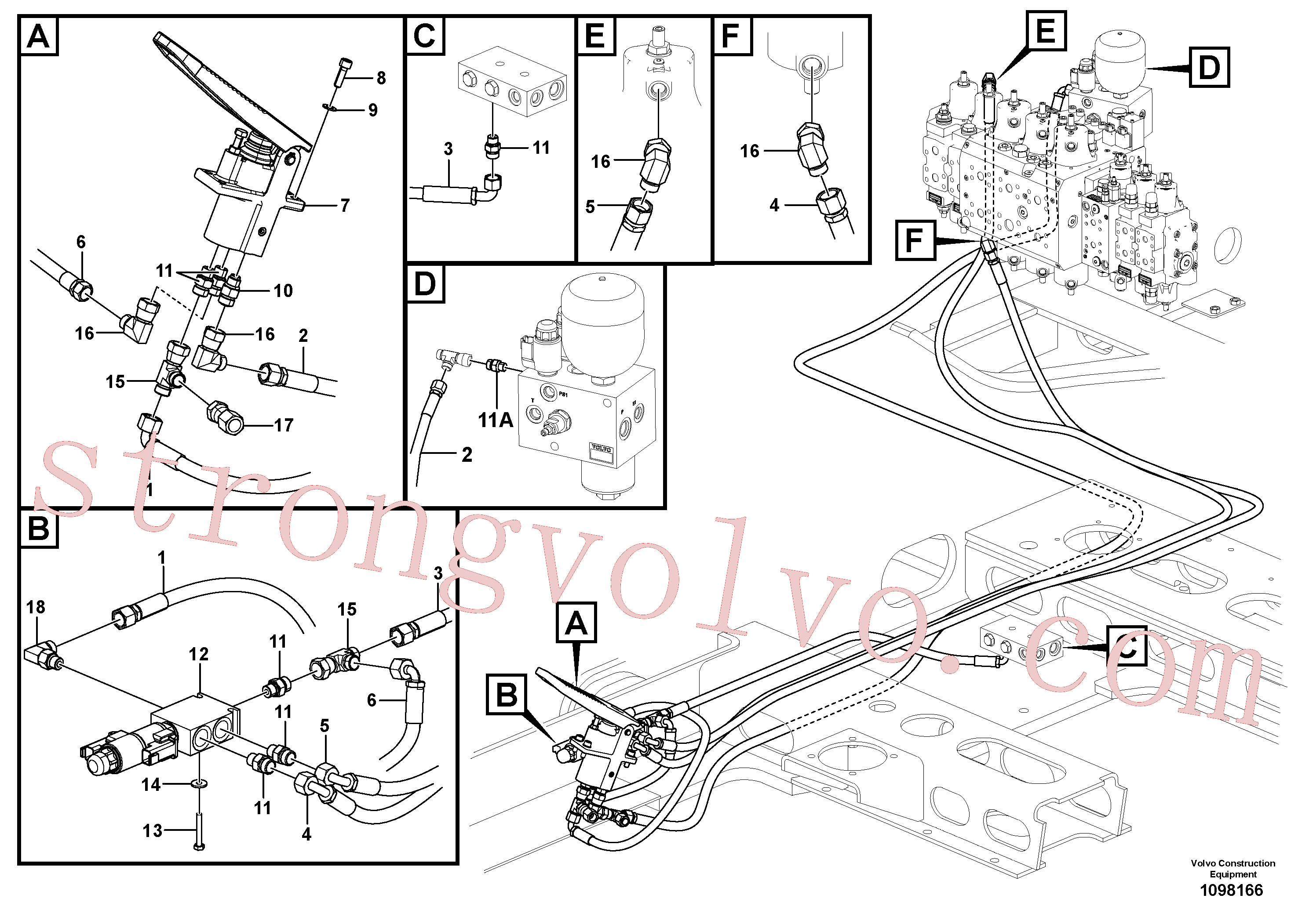 VOE938316 Volvo Sistema servomotor, válvula de comando para pedal da válvula de comando(1098166 Montagem)