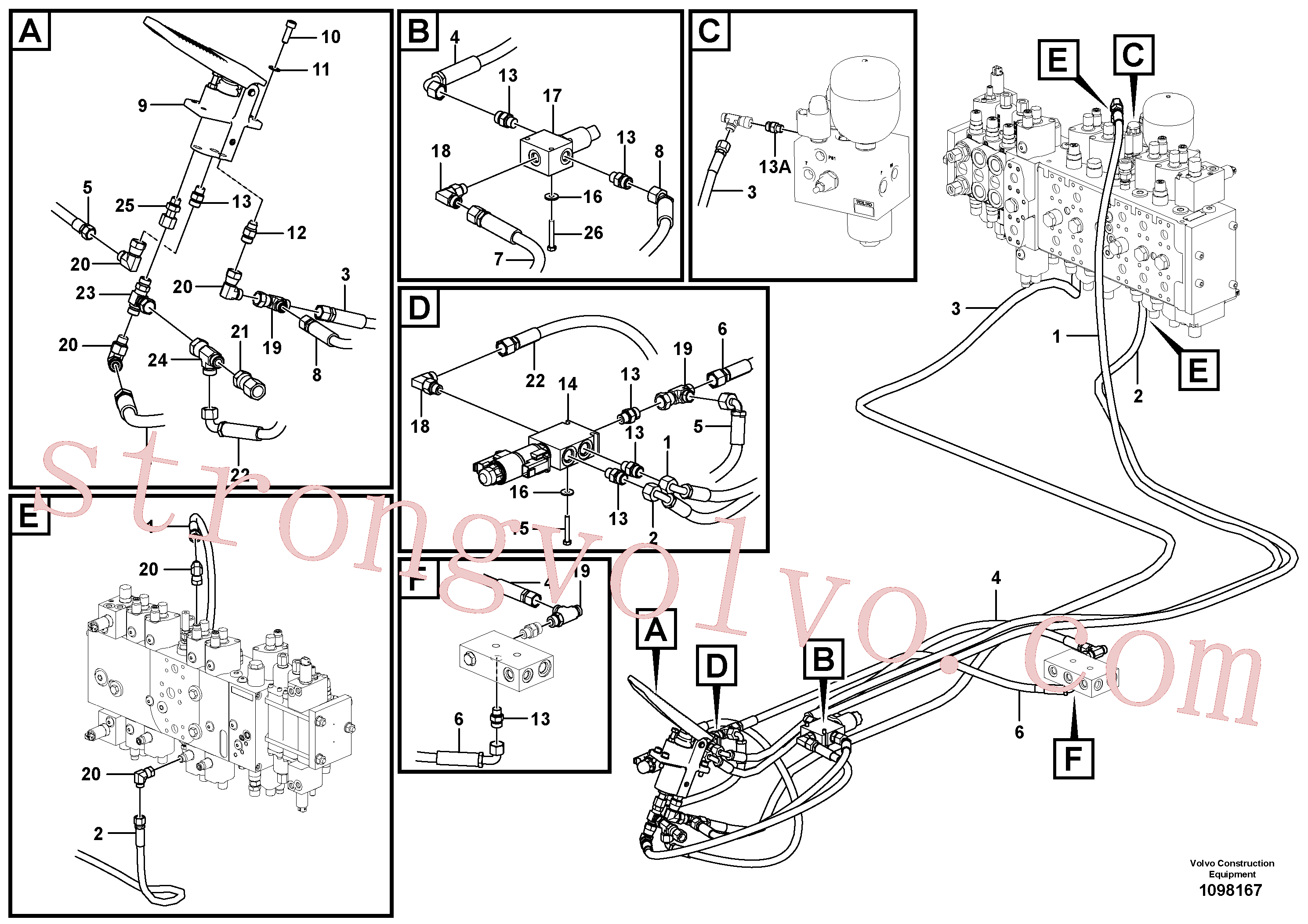 VOE938316 Volvo Sistema servomotor, válvula de comando para pedal da válvula de comando(1098167 Montagem)