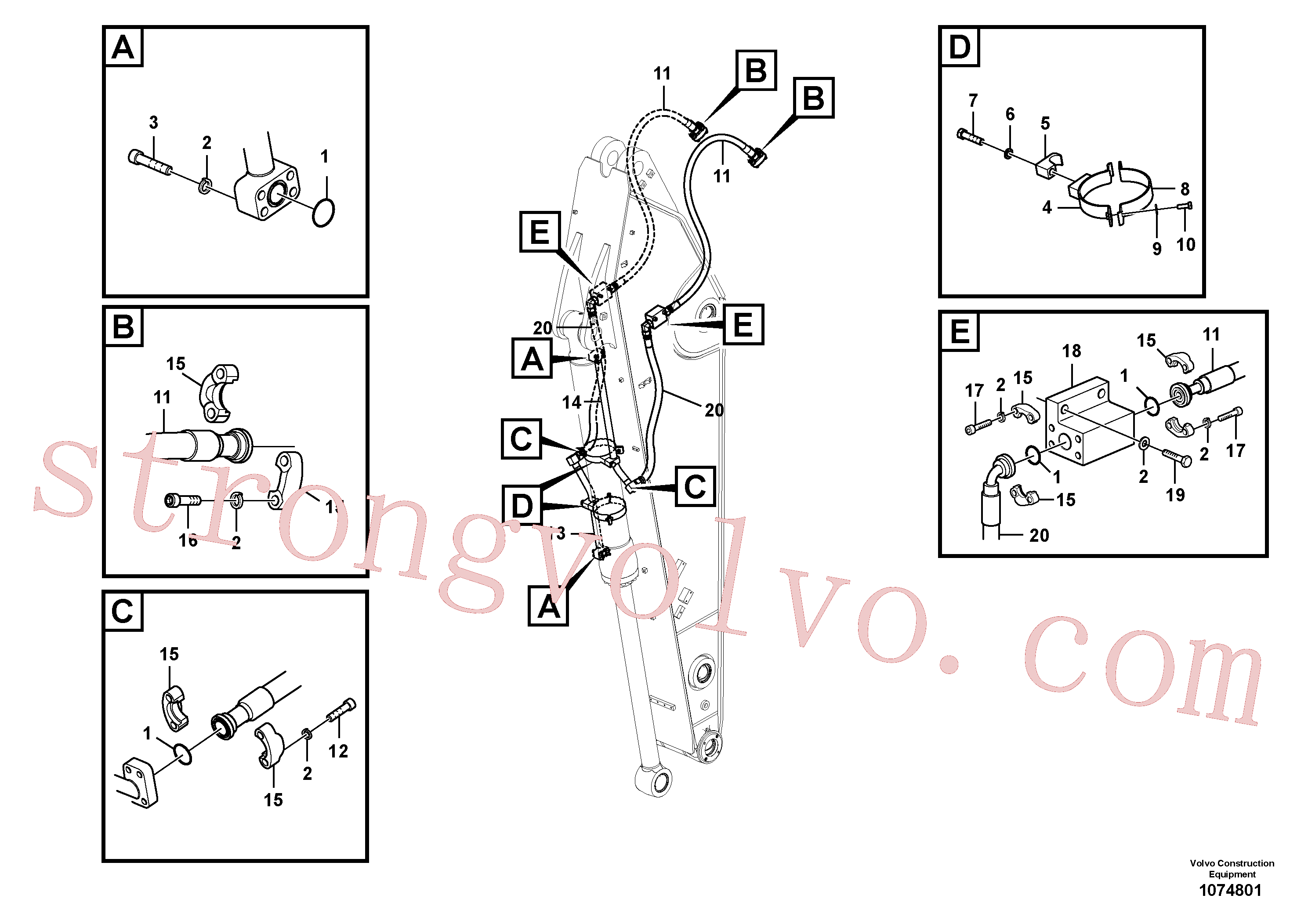 VOE60110316 Volvo Hidráulica de serviço, cilindro do balde no braço de afundamento(1098190 Montagem)