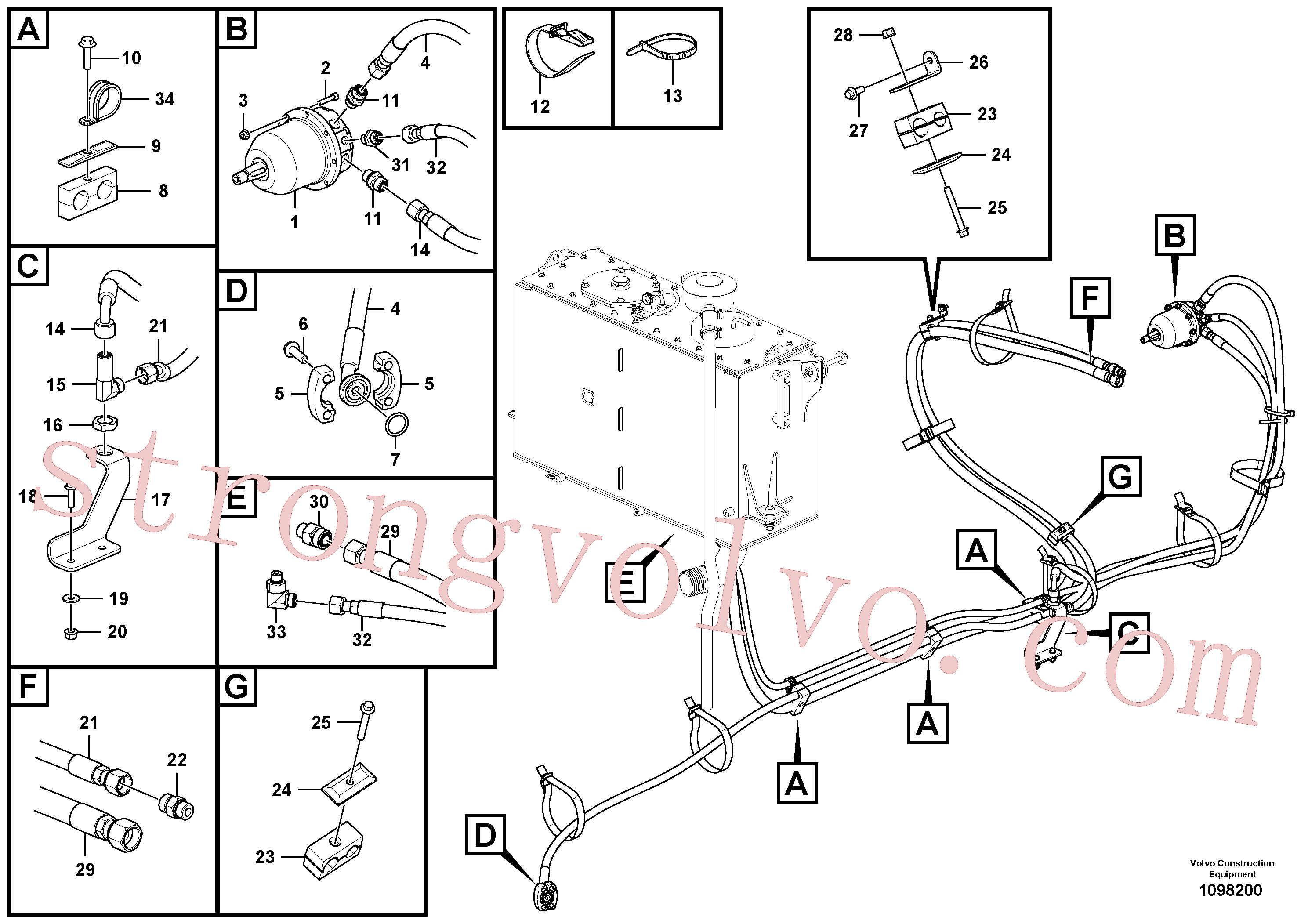 Atacado VOE938207 Mangueira completa Volvo escavadeira