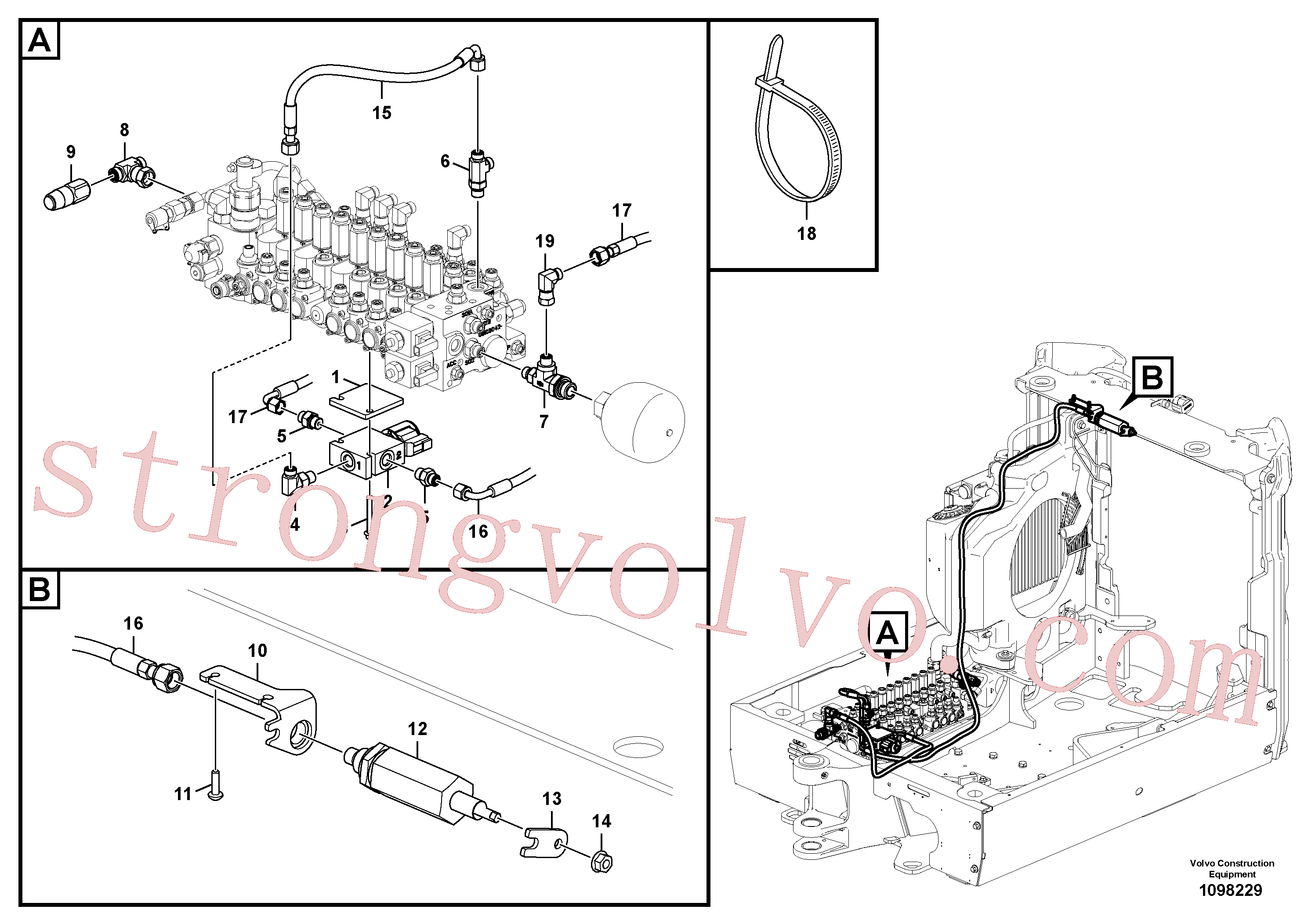 VOE15671336 Volvo Válvula hidráulica(1098229 Montagem)
