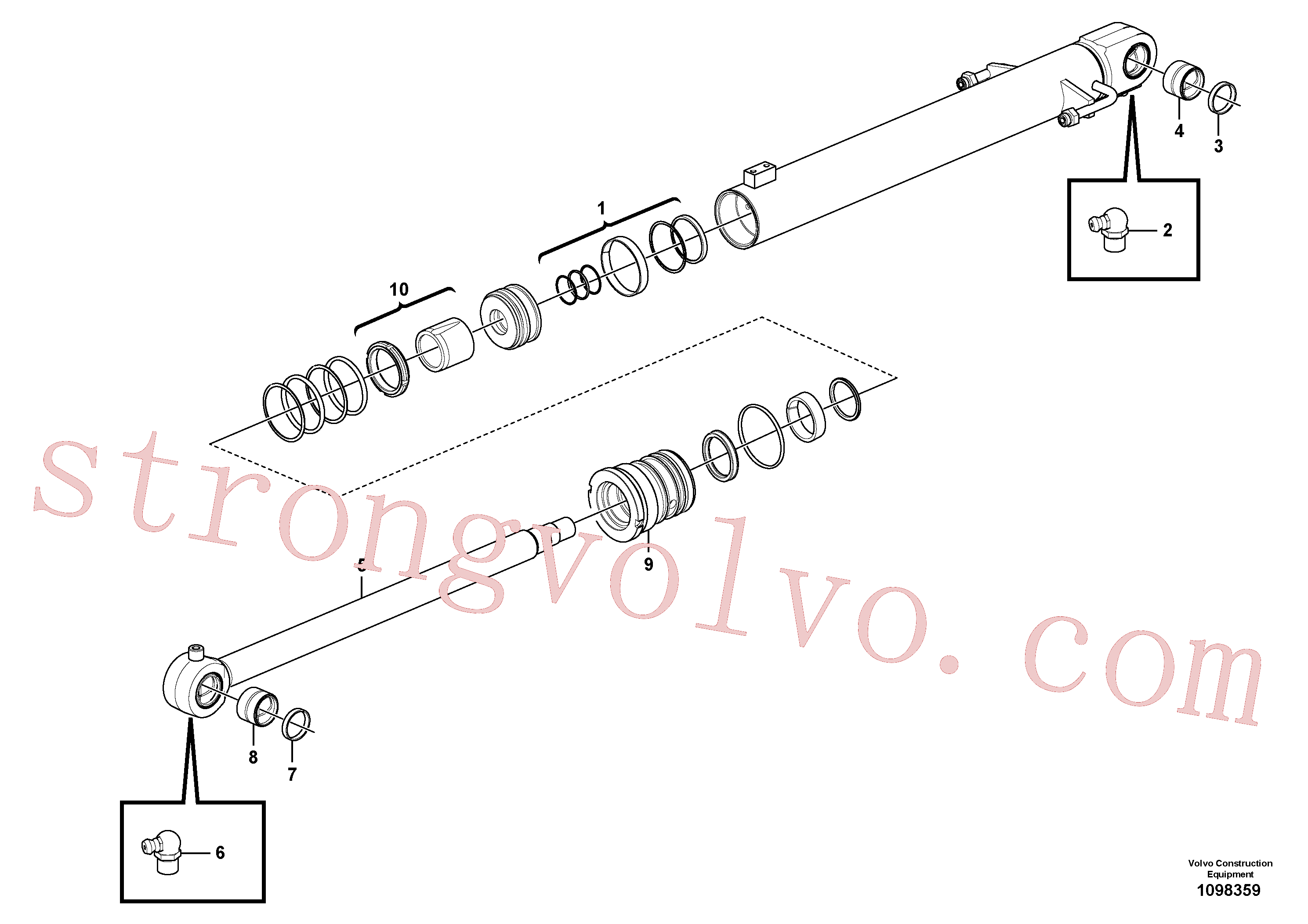 VOE15163183 Volvo Cilindro da lança(1098359 Montagem)