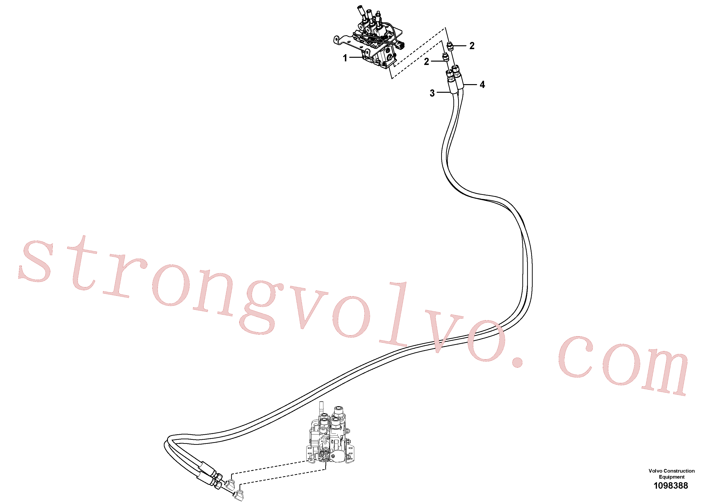 VOE937795 Volvo Servomotor - hidráulico, linhas hidráulicas(1098388 Montagem)