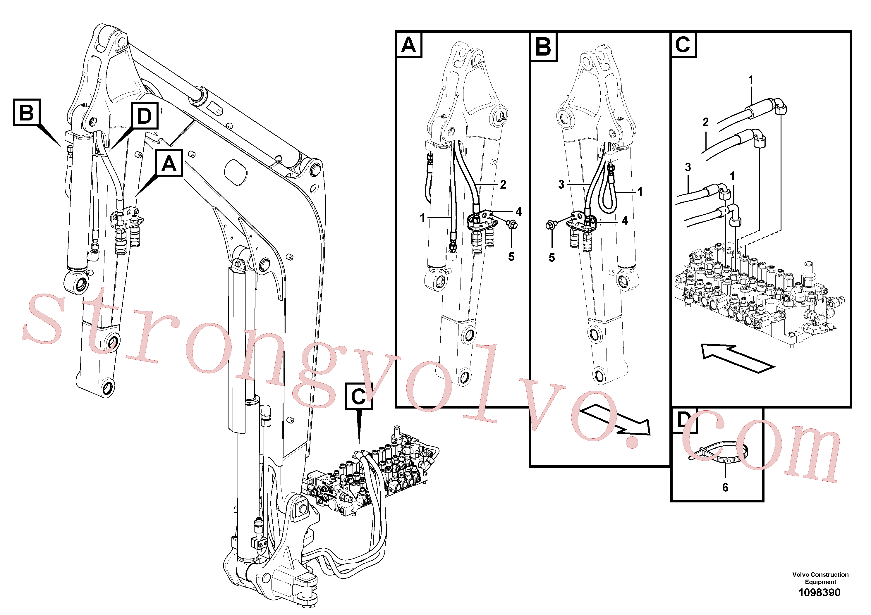 VOE15684599 Volvo Hidráulica de serviço, ruptura do braço de afundamento(1098390 Montagem)