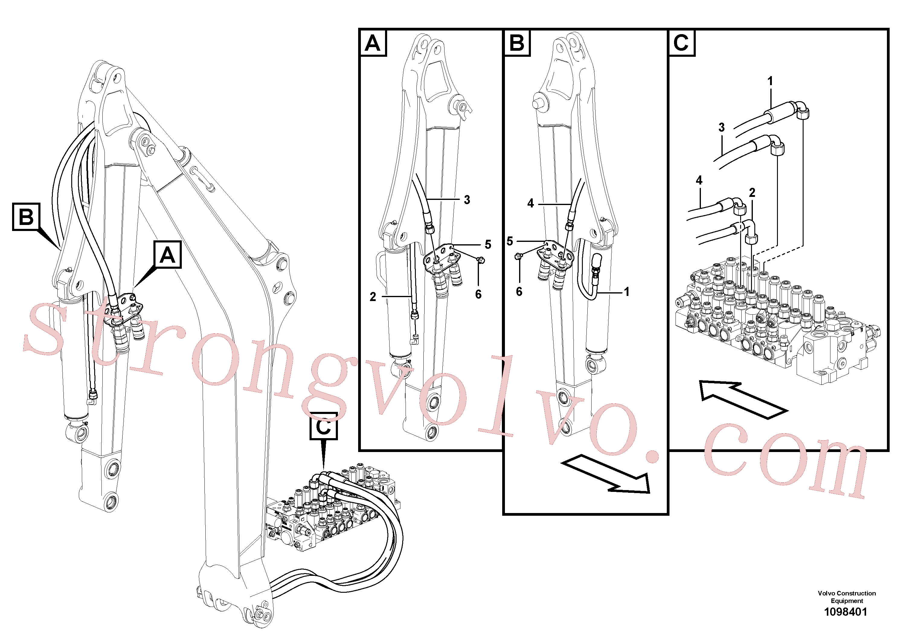VOE15684599 Volvo Hidráulica de serviço, ruptura do braço de afundamento(1098401 Montagem)