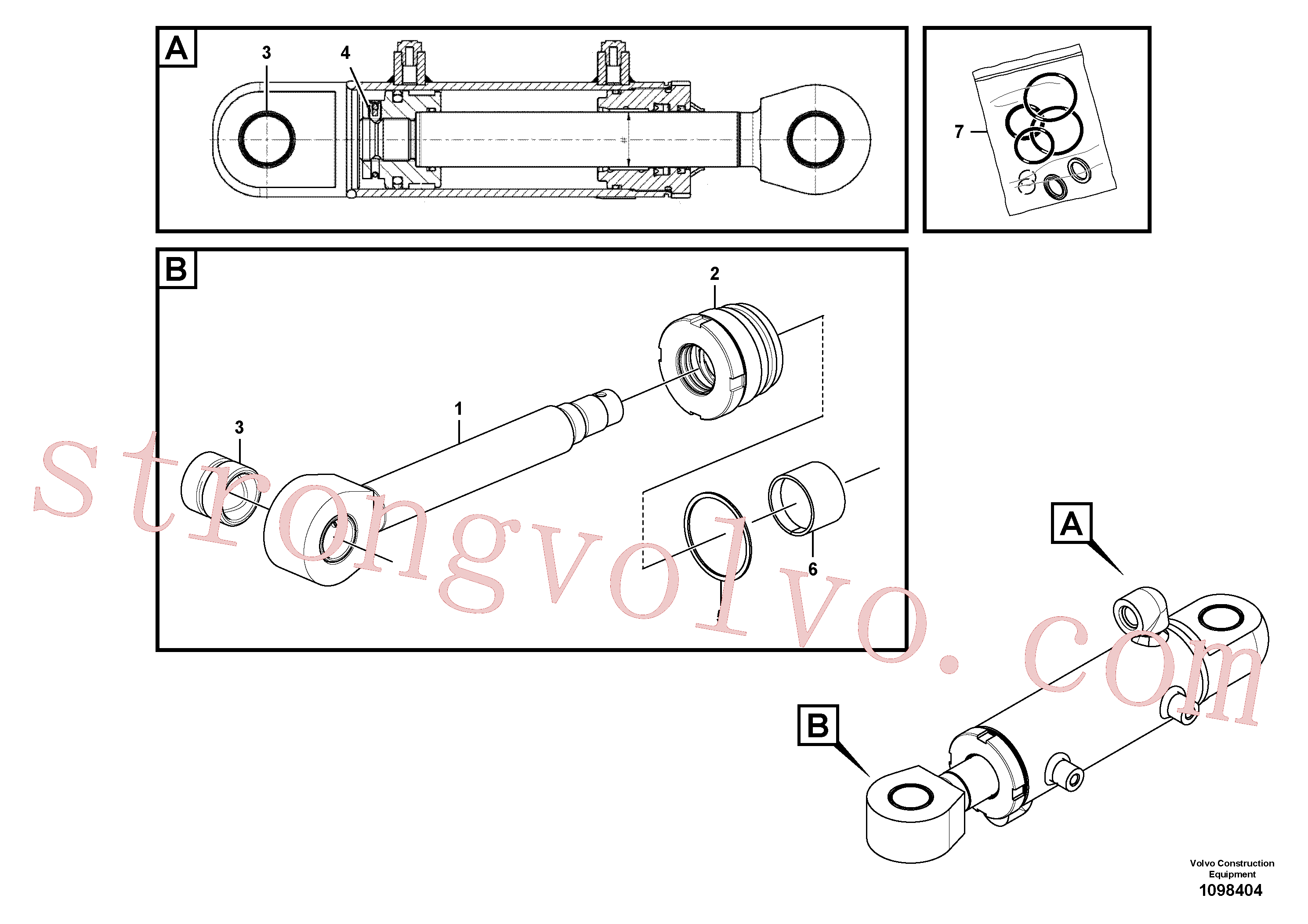 VOE15161308 Volvo Sistema hidráulico de trabalho, lâmina niveladora(1098404 Montagem)