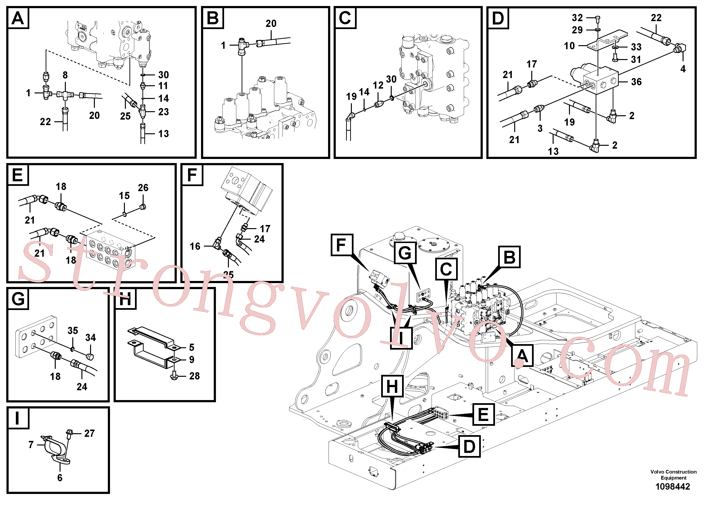VOE936671 Volvo Sistema servomotor, martelo e corte(1098442 Montagem)