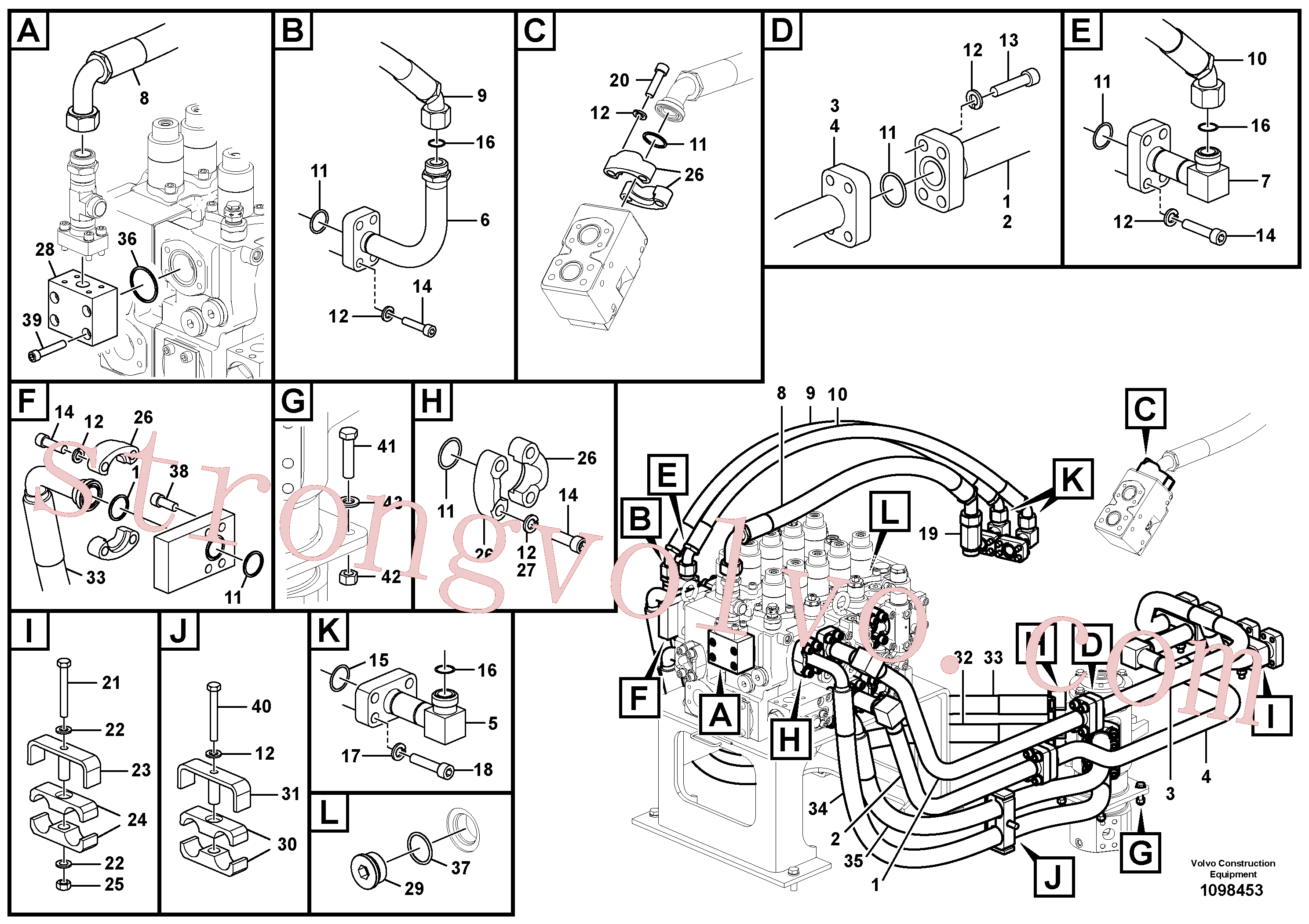 VOE14672113 Volvo Sistema hidráulico, válvula de comando da lança e articulação(1098453 Montagem)