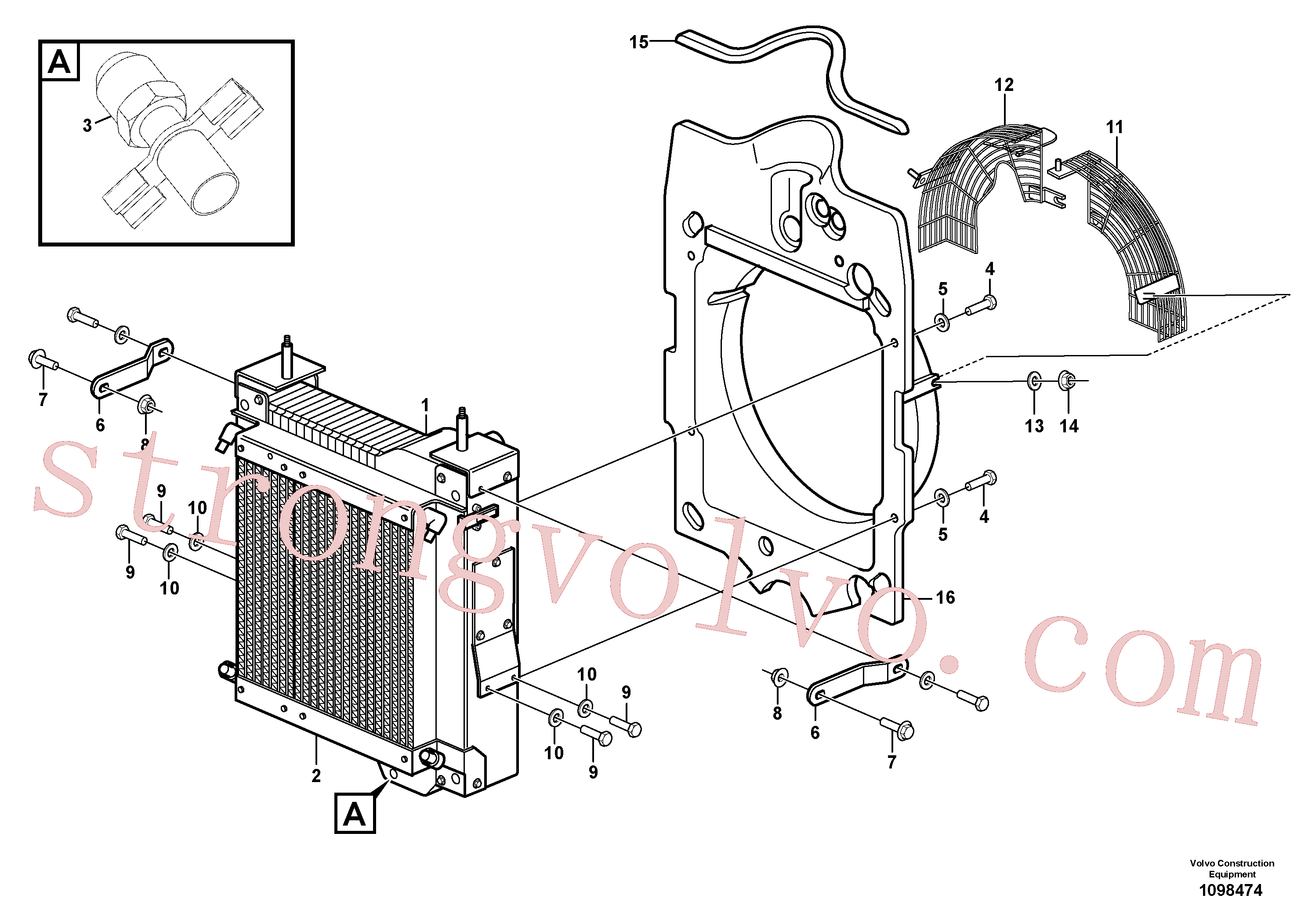 VOE925739 Volvo Radiador com acessórios(1098474 Montagem)