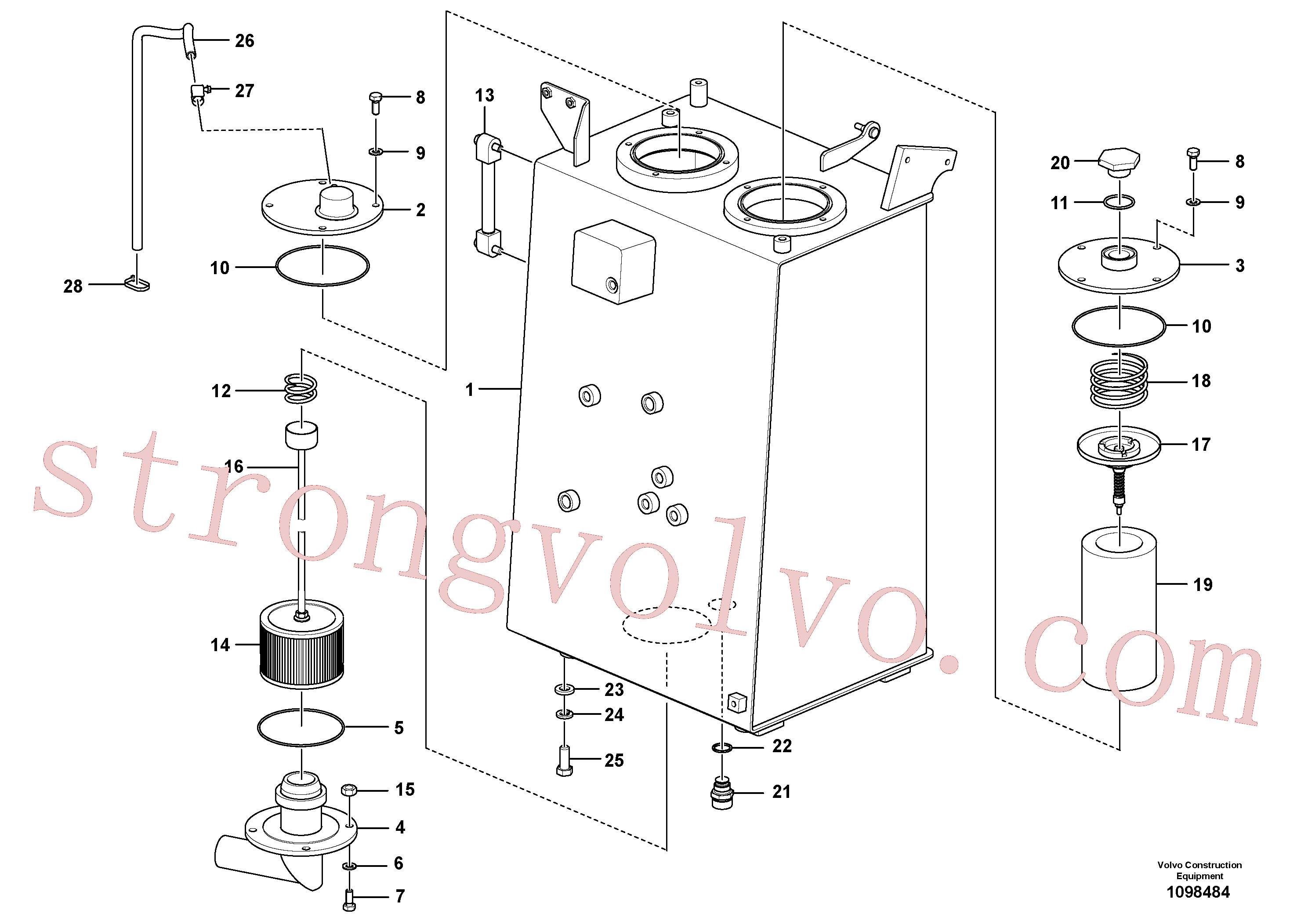 SA1040-20410 Volvo Depósito de óleo hidráulico(1098484 Montagem)