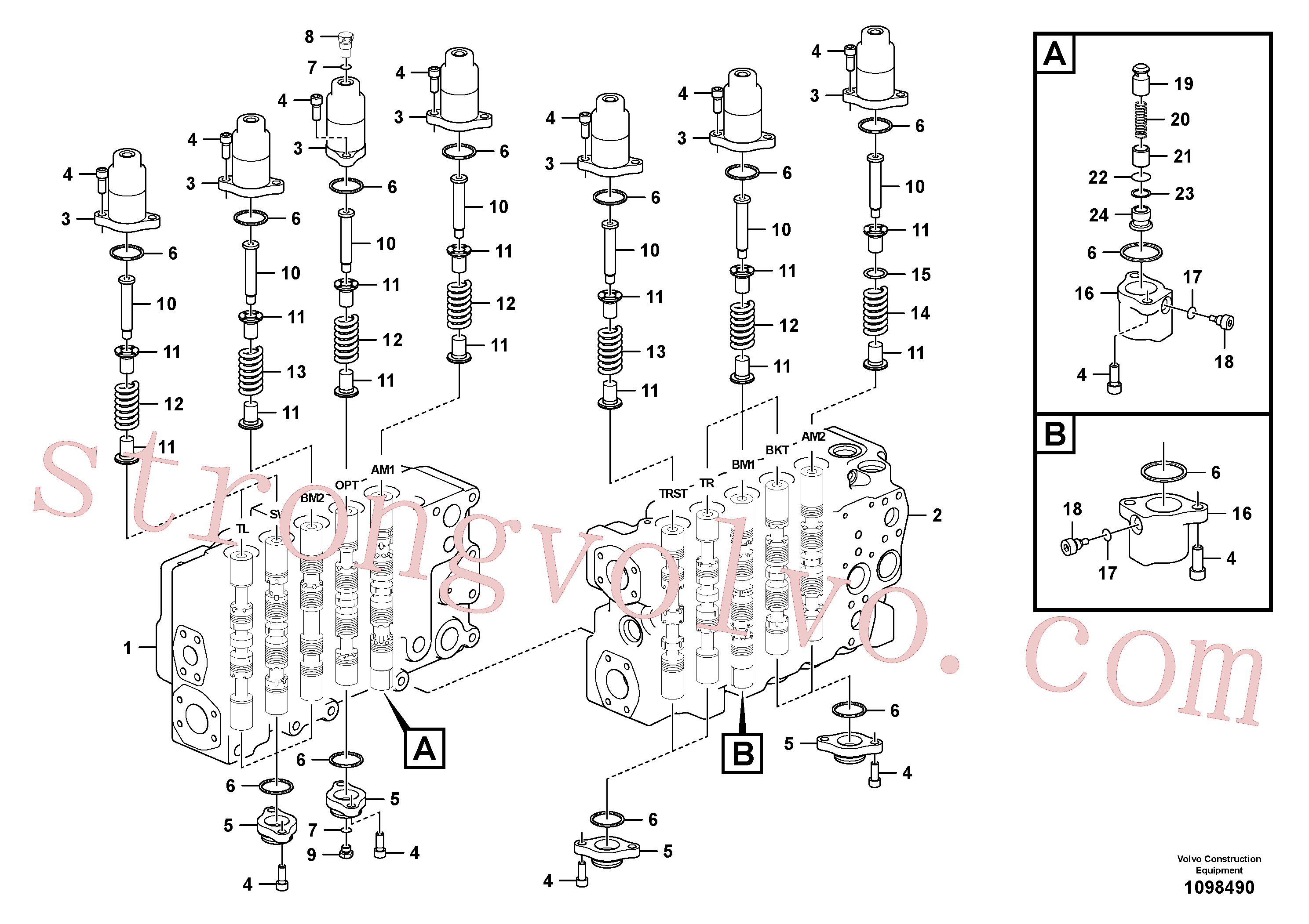 VOE14596232 Volvo Válvula mestra de comando(1098490 Montagem)