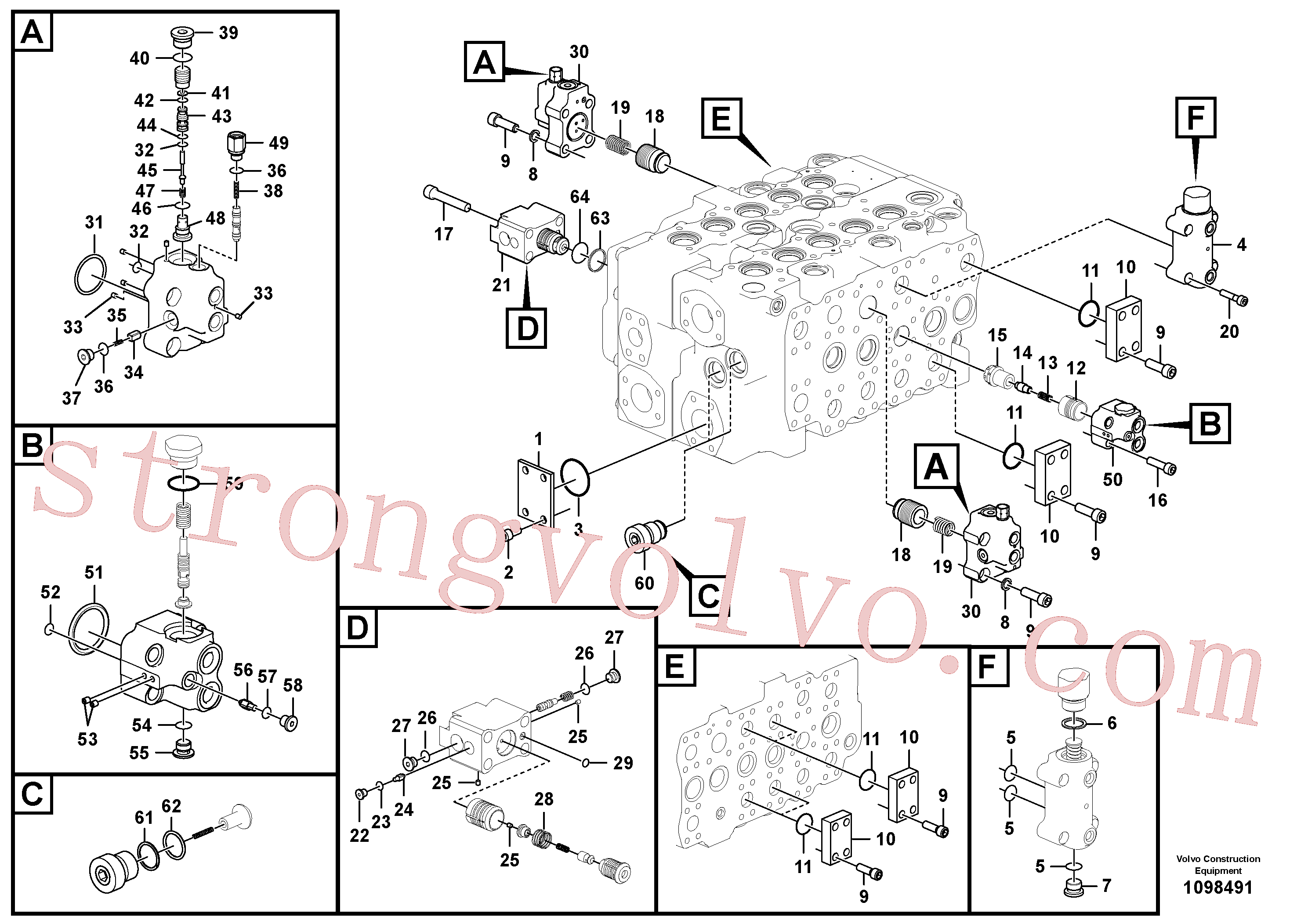 VOE14624025 Volvo Válvula mestra de comando(1098491 Montagem)