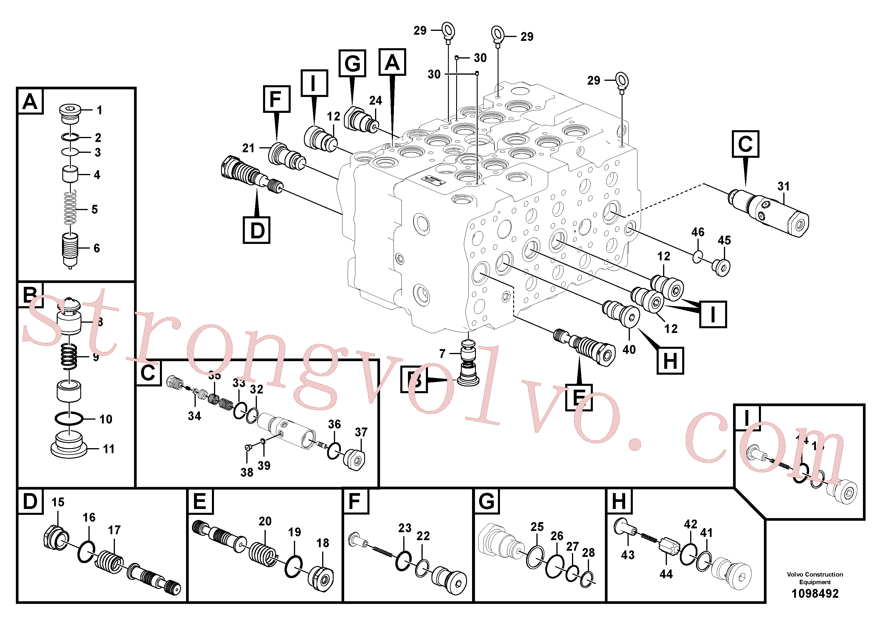 VOE14882131 Volvo Válvula mestra de comando(1098492 Montagem)