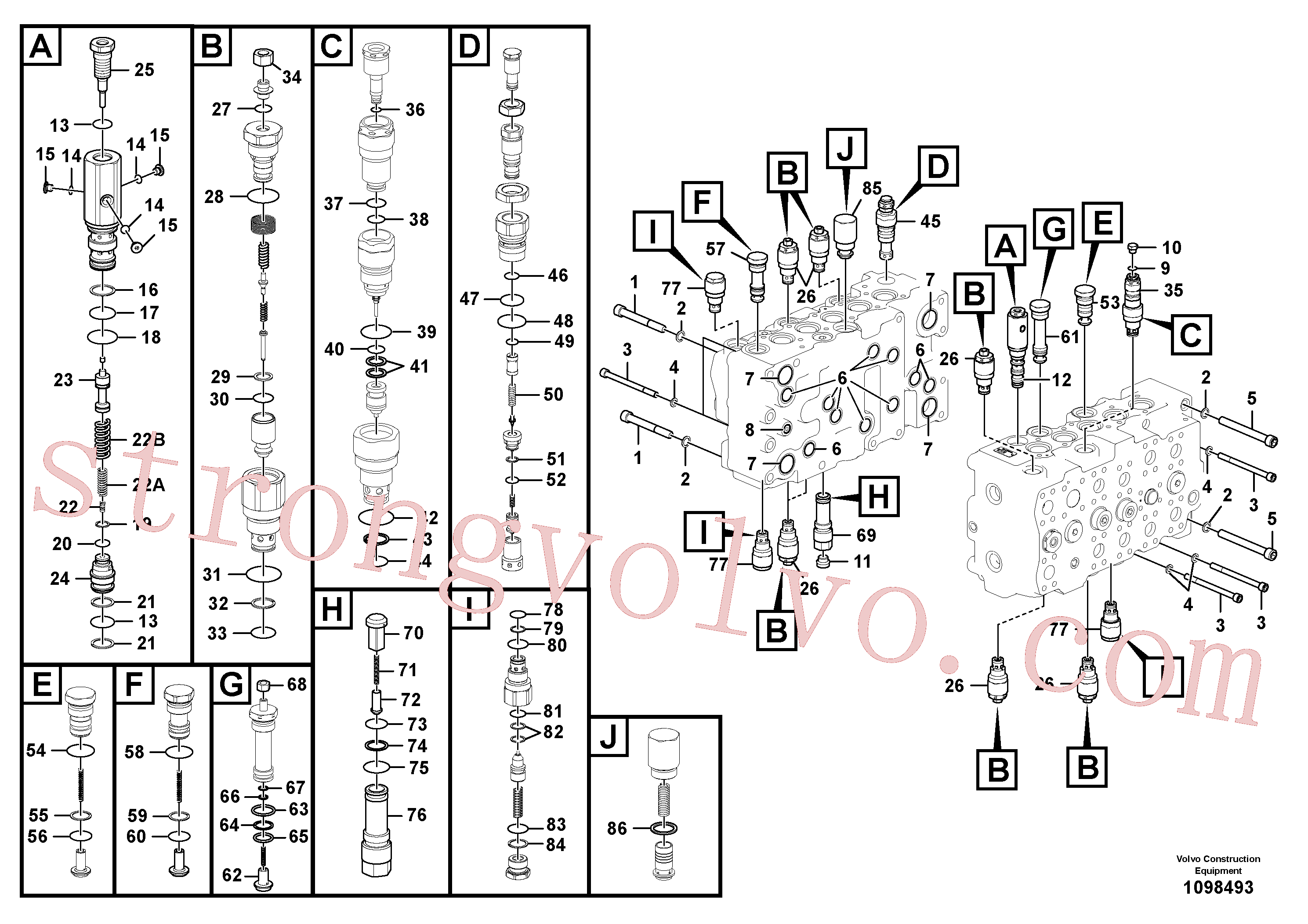 VOE14513185 Volvo Válvula mestra de comando(1098493 Montagem)