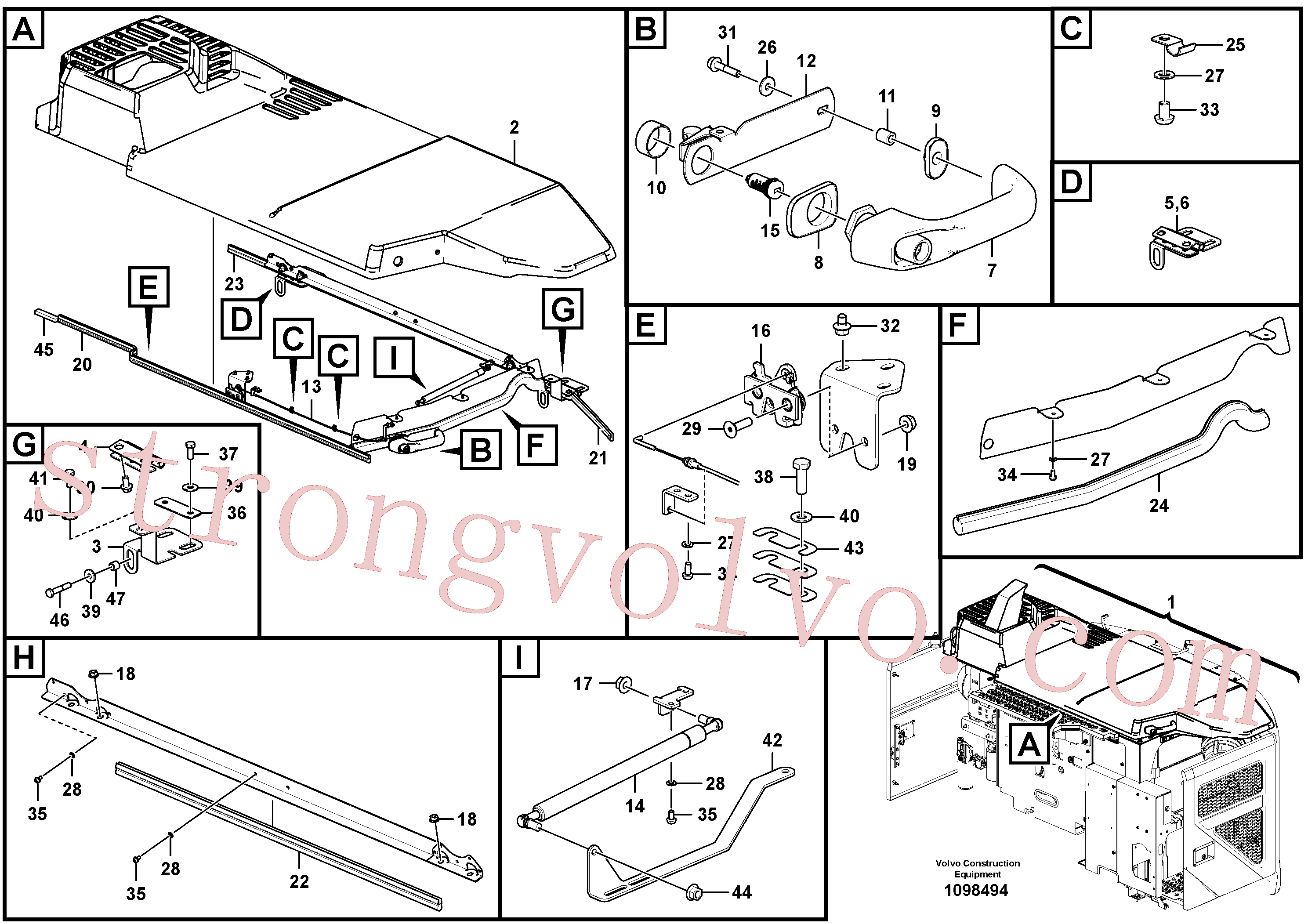 VOE997451 Volvo Capot do motor(1098494 Montagem)