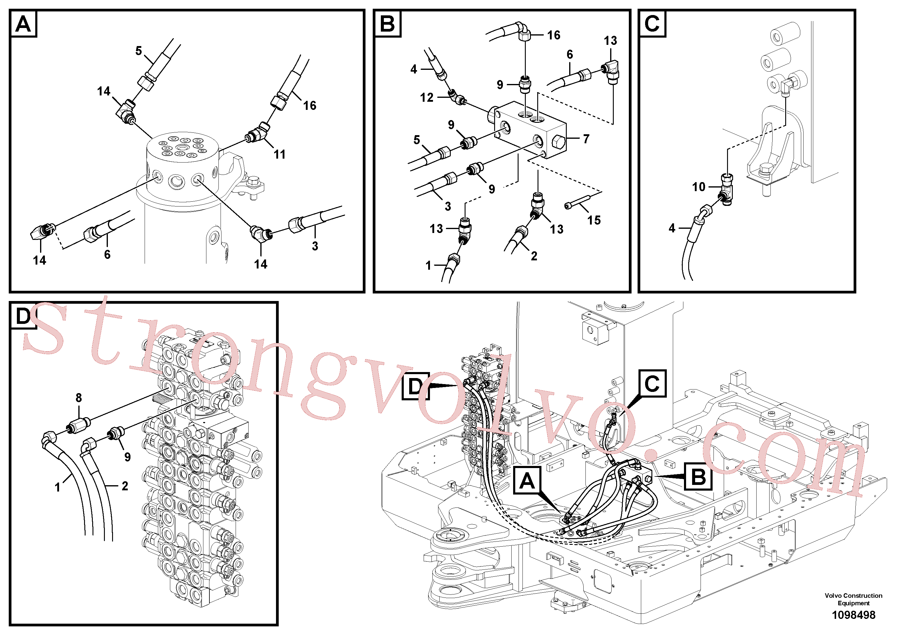 VOE936502 Volvo Sistema servomotor, lâmina de terraplanagem(1098498 Montagem)