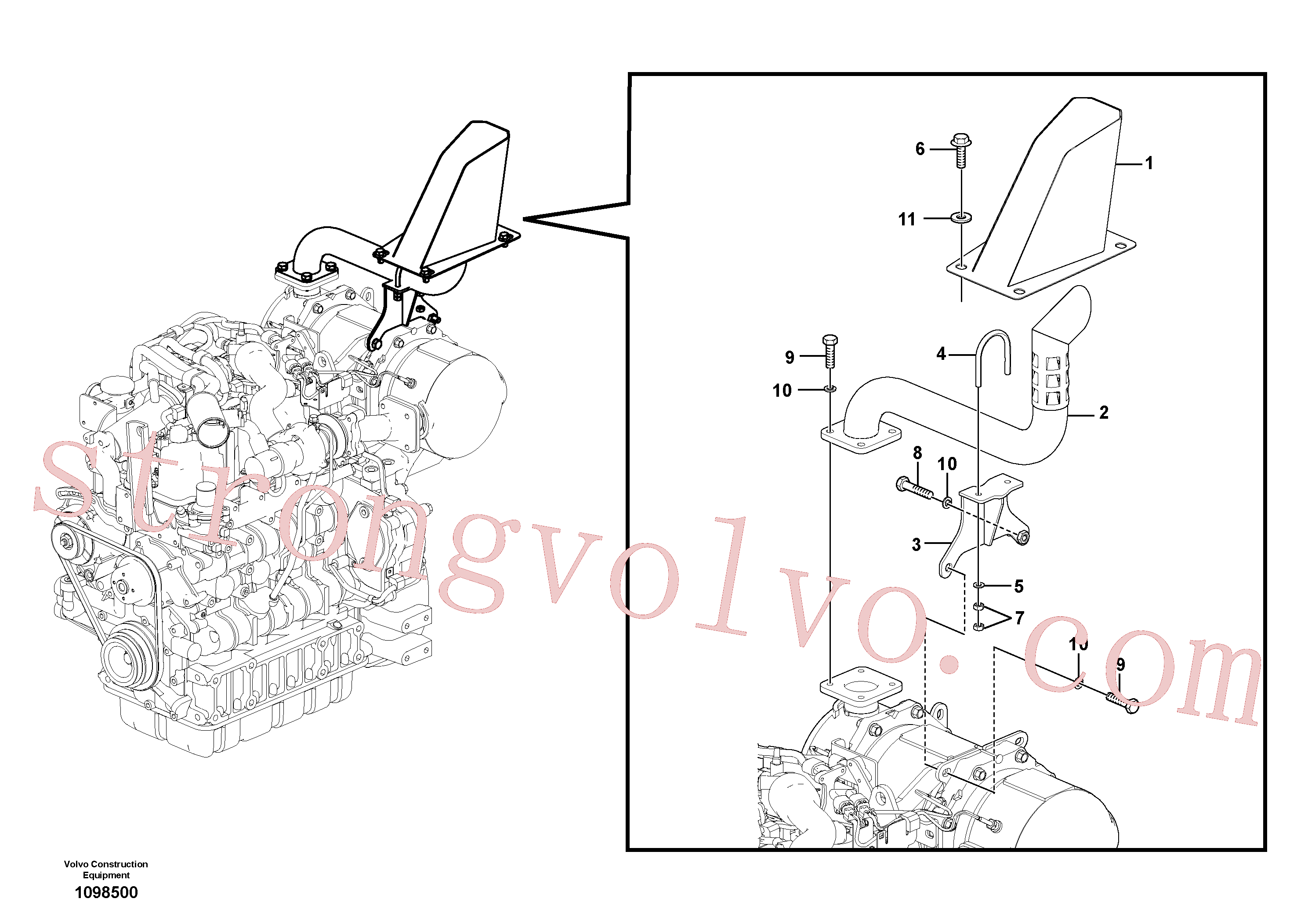 VOE60113345 Volvo Sistema de escape(1098500 Montagem)
