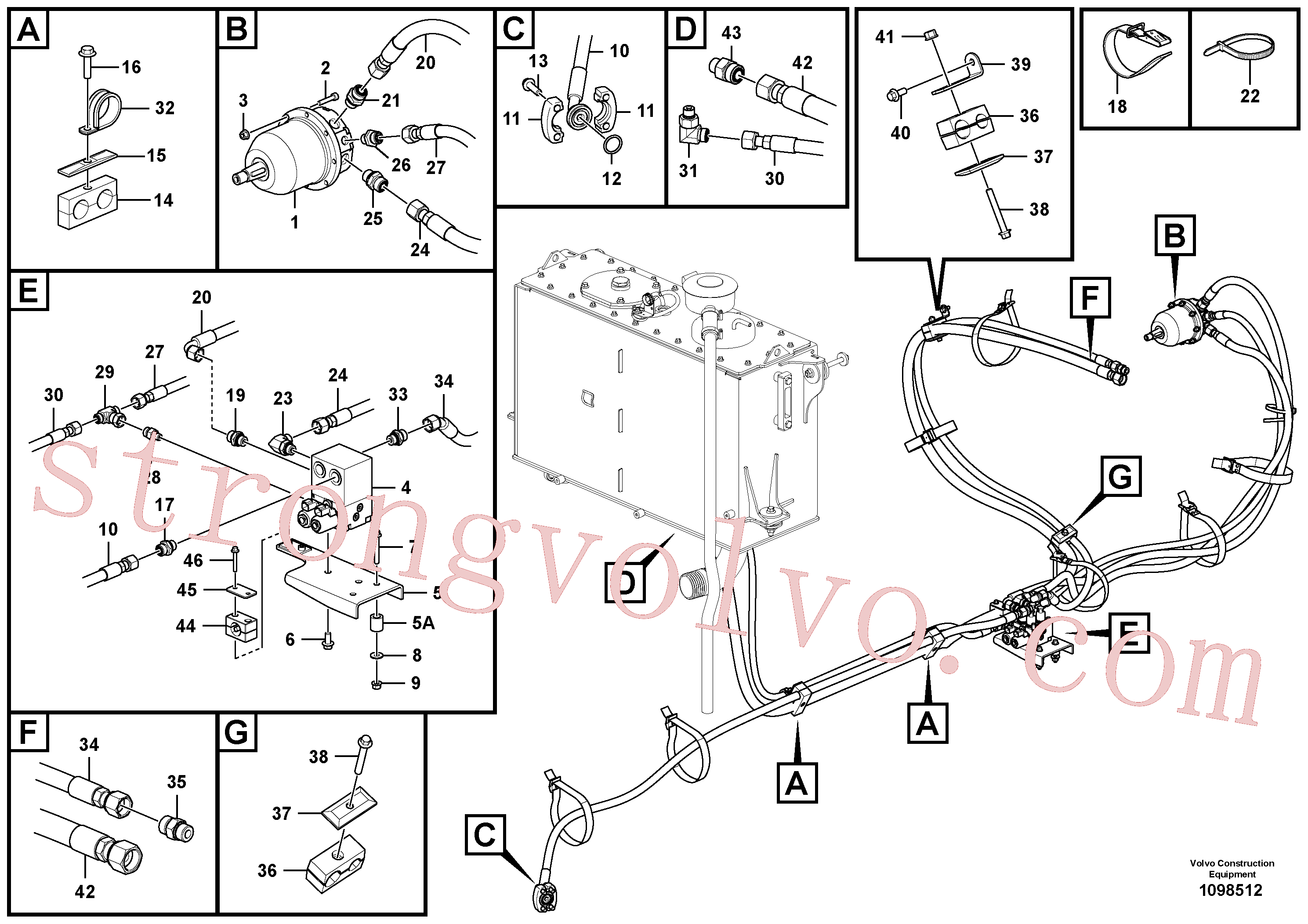 VOE15800226 Volvo Mangueiras para o accionamento do ventilador(1098512 Montagem)