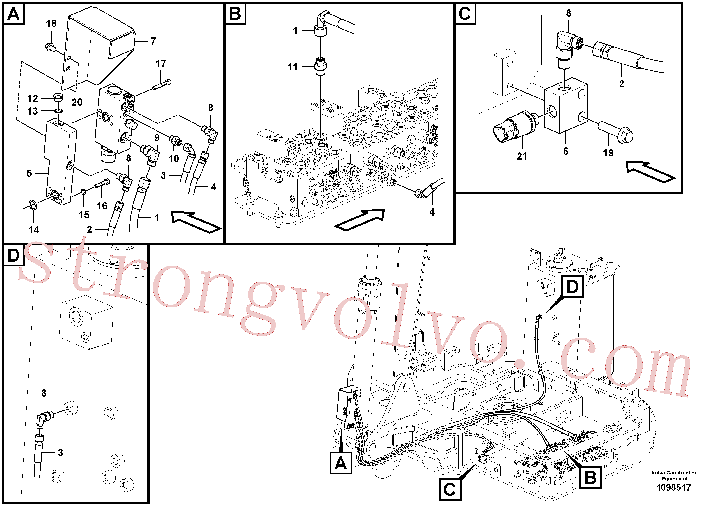 VOE14628033 Volvo Hidráulica de serviço, ruptura da lança(1098517 Montagem)