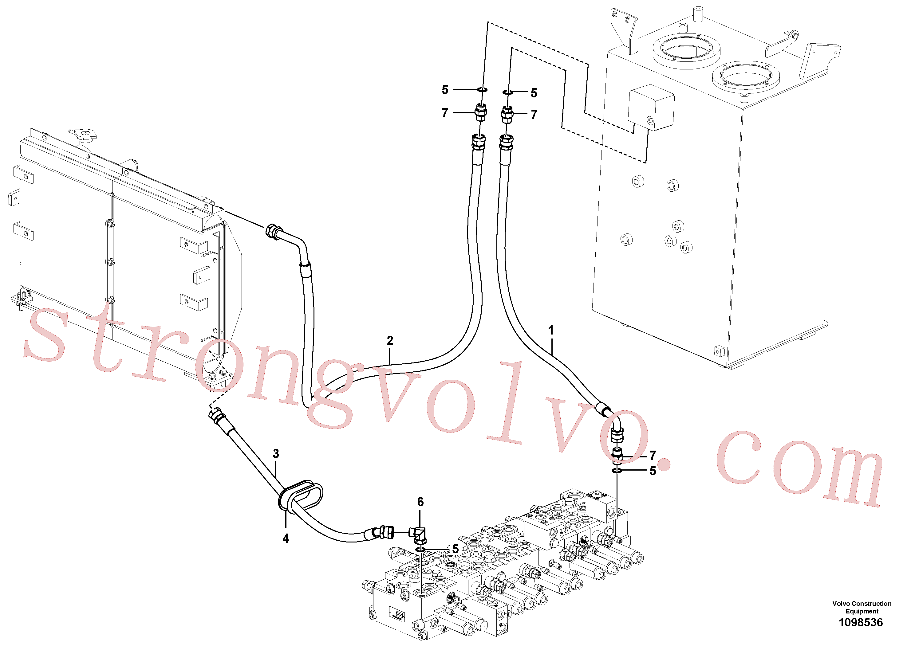 SA9453-05230 Volvo Sistema hidráulico, tanque hidráulico para o refrigerador de óleo hidráulico(1098536 Montagem)