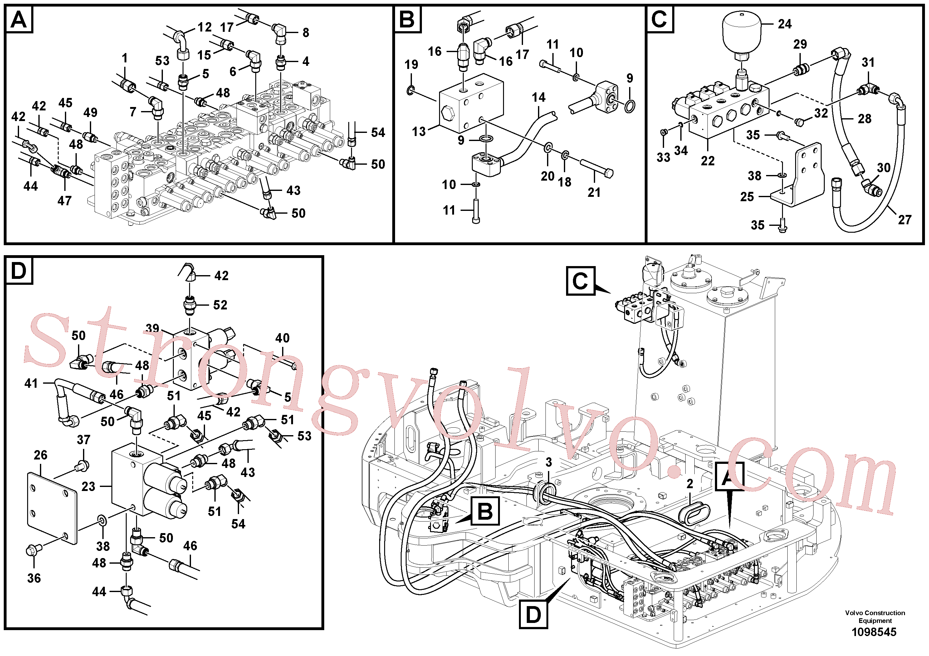 VOE997511 Volvo Hidráulica de serviço, martelo e cortador para topo(1098545 Montagem)