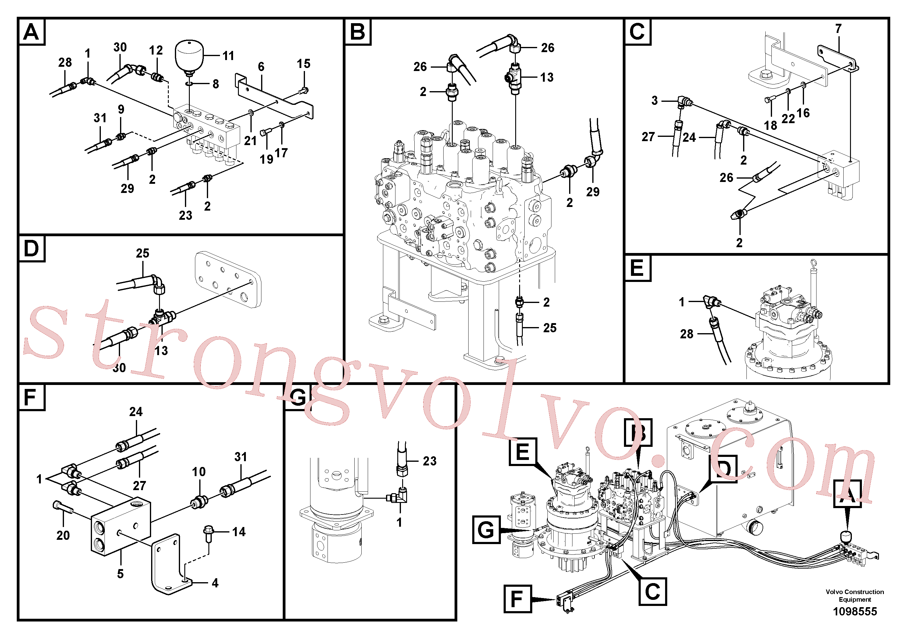 VOE14567327 Volvo Sistema servomotor, válvula de comando para válvula solenóide(1098555 Montagem)
