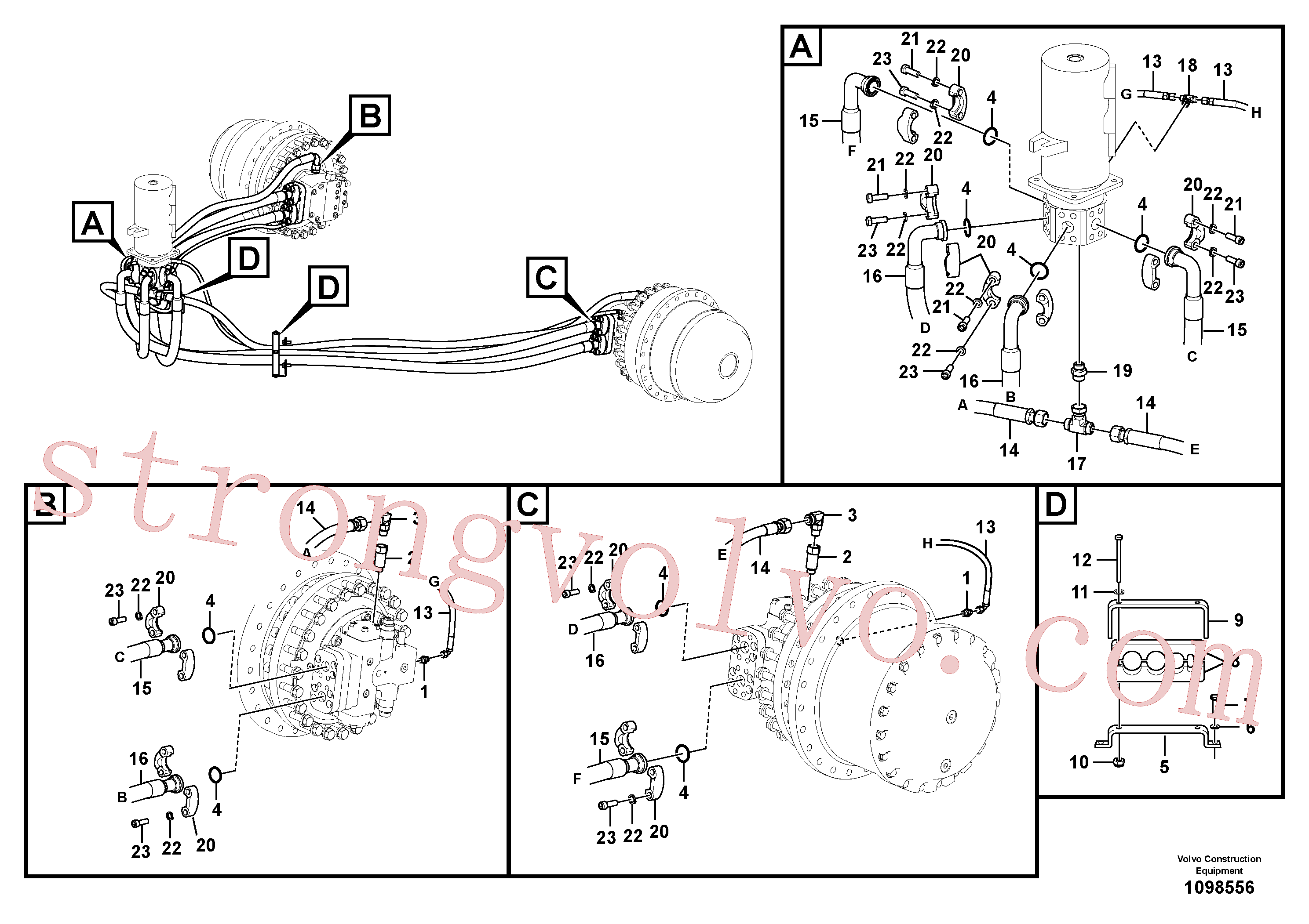 VOE14667018 Volvo Linha da rótula, rótula ao motor de curso(1098556 Montagem)