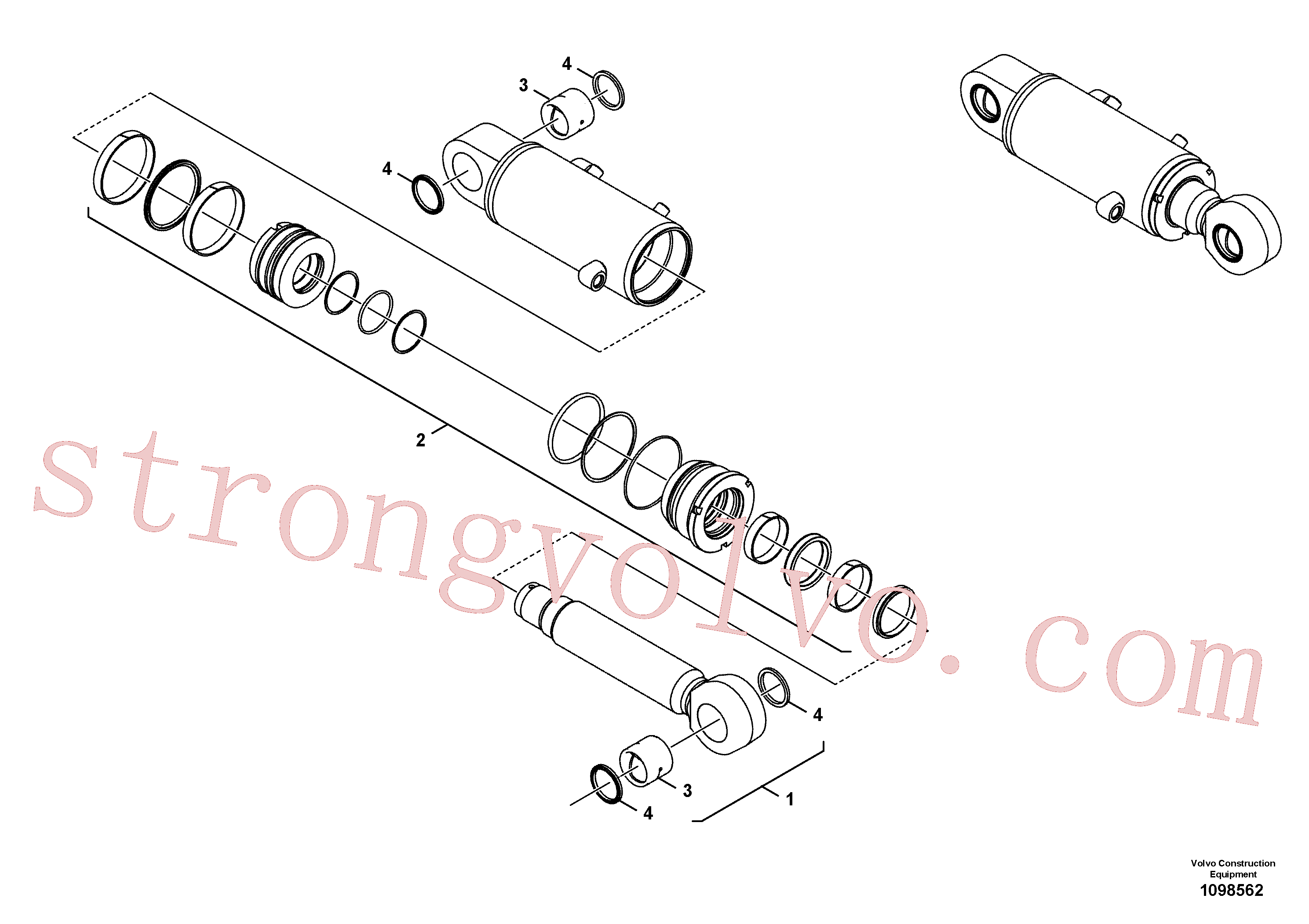 VOE11988989 Volvo Cilindro hidráulico(1098562 Montagem)