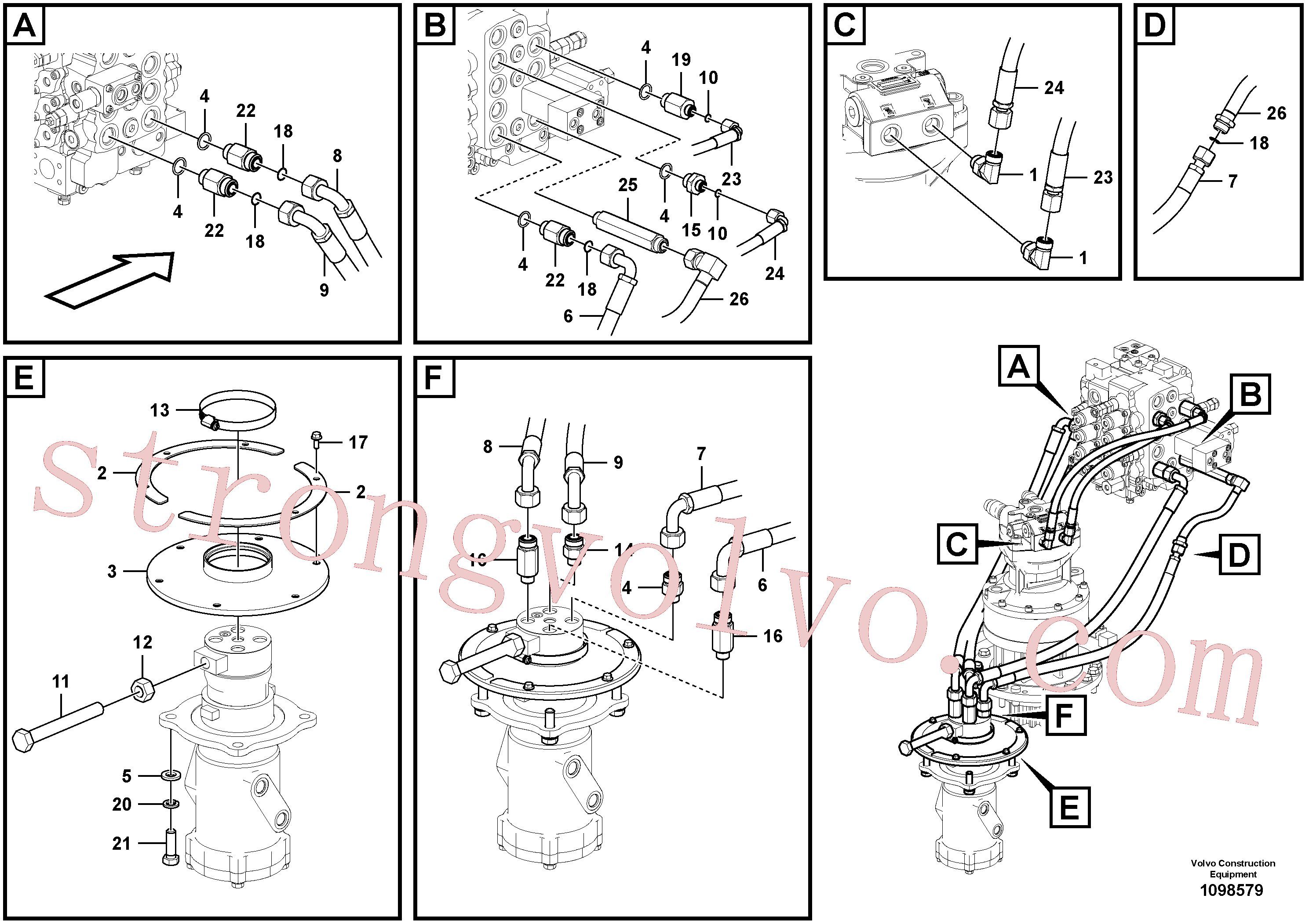 VOE936309 Volvo Linha da rótula, válvula de comando à rótula(1098579 Montagem)