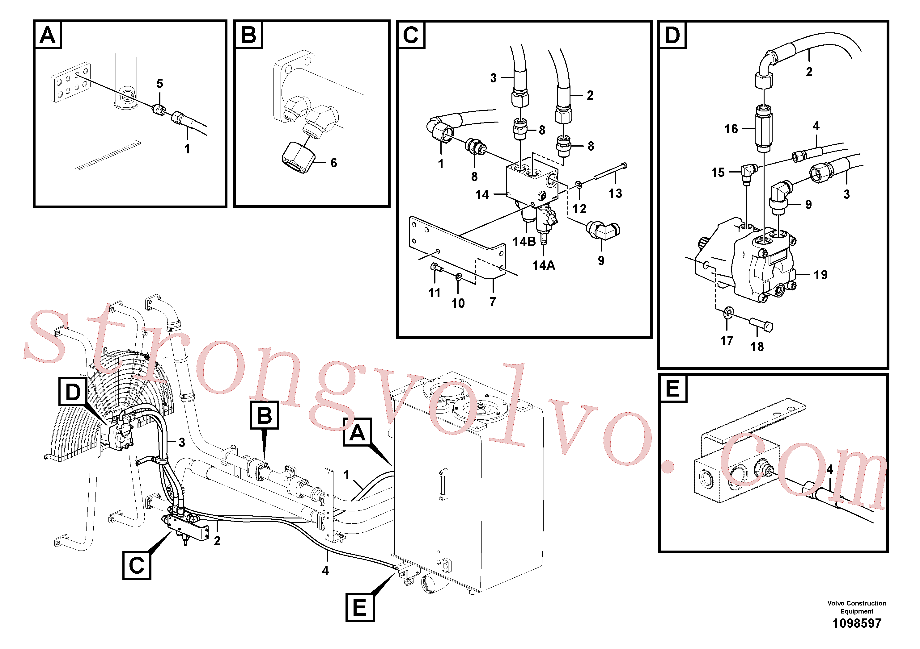 VOE15800699 Volvo Sistema hidráulico, sistema refrigerante do óleo(1098597 Montagem)