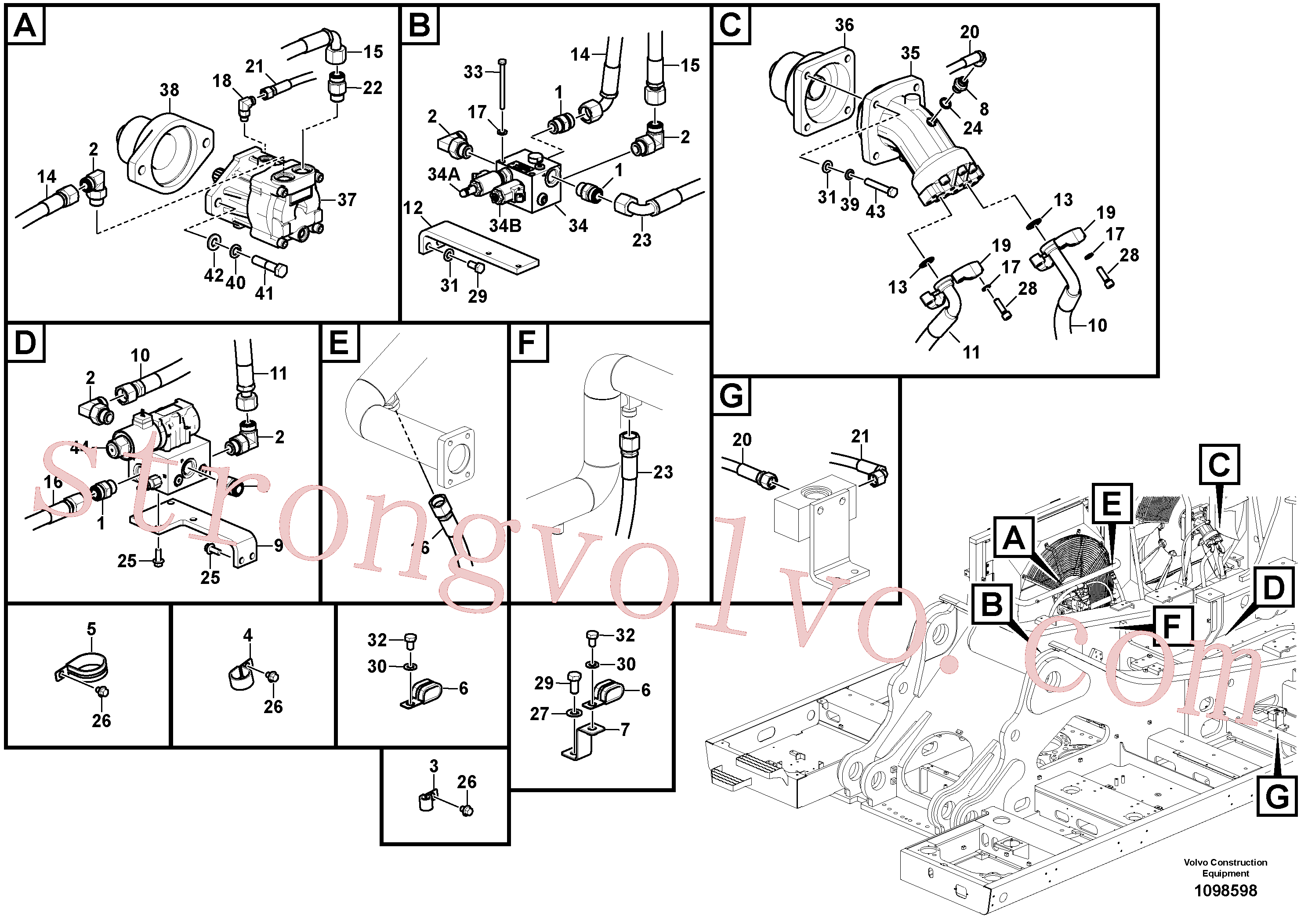 VOE14571587 Volvo Sistema hidráulico, sistema refrigerante do óleo(1098598 Montagem)