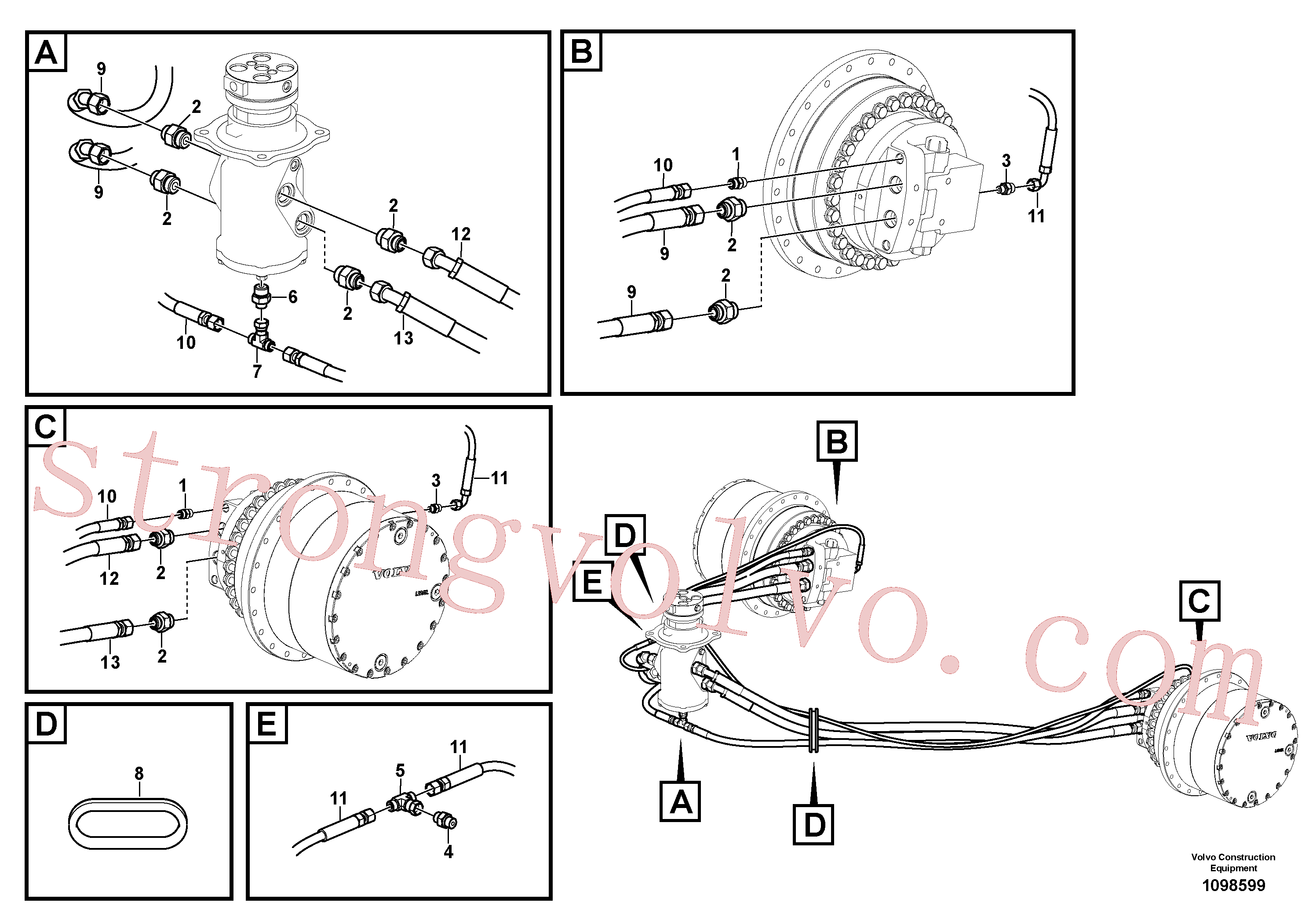 VOE937477 Volvo Linha da rótula, rótula ao motor de curso(1098599 Montagem)