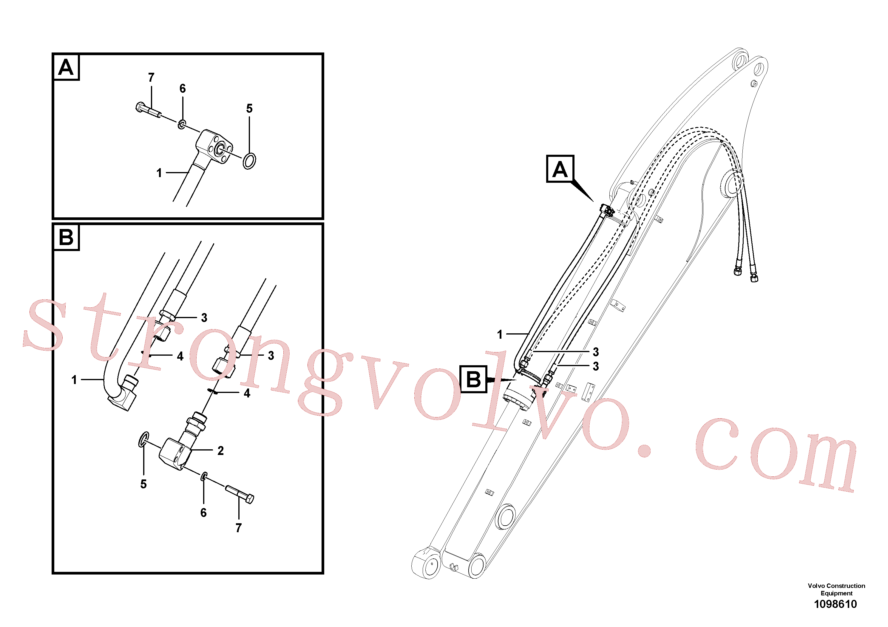 VOE14628316 Volvo Hidráulica de serviço, cilindro do balde no braço de afundamento(1098610 Montagem)