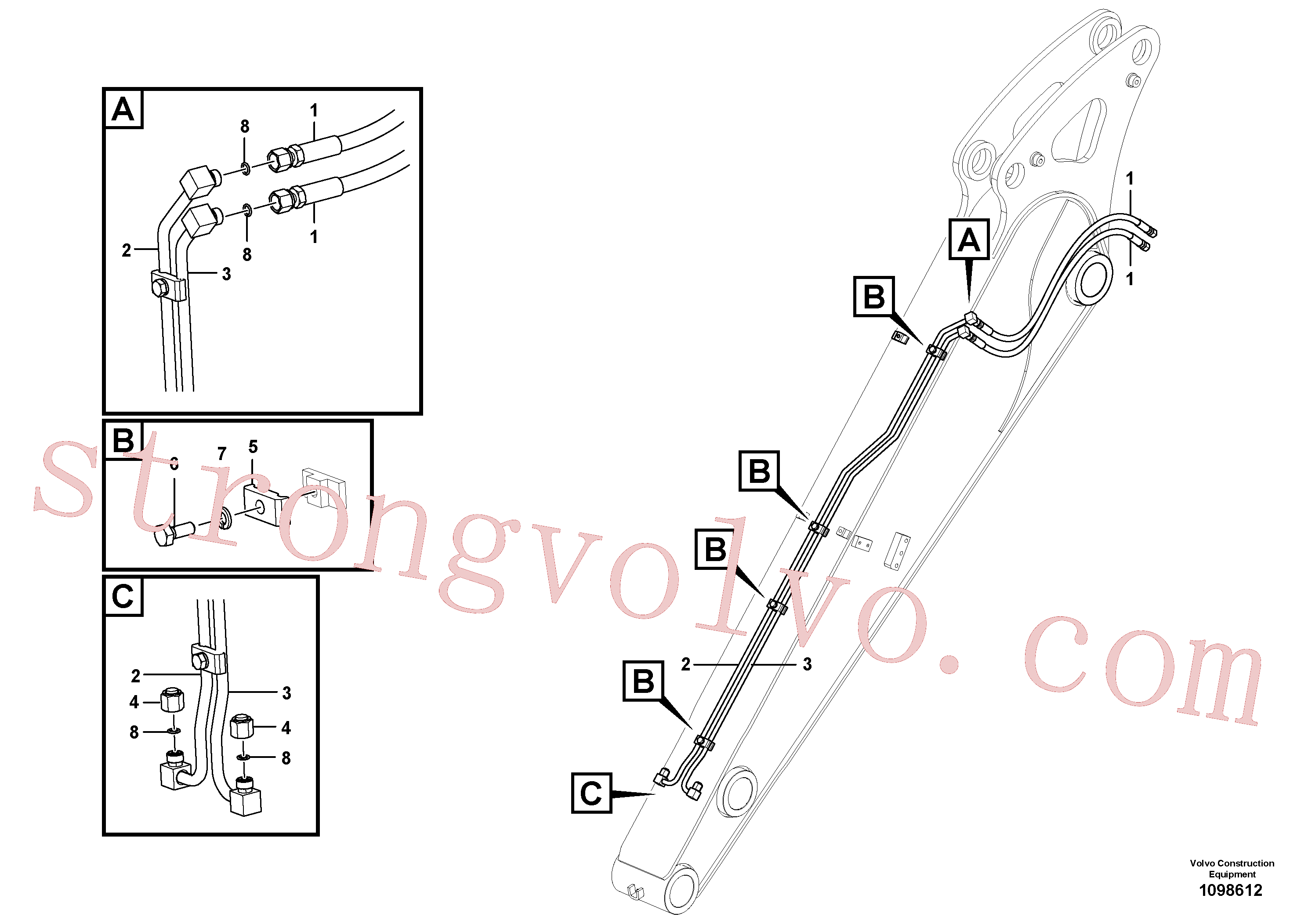 VOE14627494 Volvo Hidráulica de serviço, encaixe rápido no braço de afundamento(1098612 Montagem)