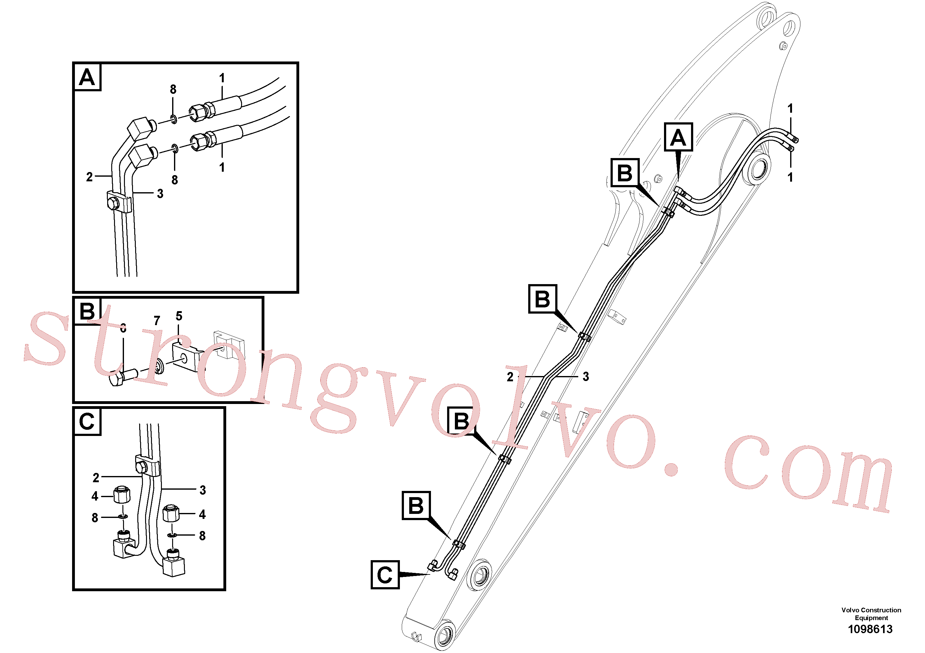 VOE14659639 Volvo Hidráulica de serviço, encaixe rápido no braço de afundamento(1098613 Montagem)