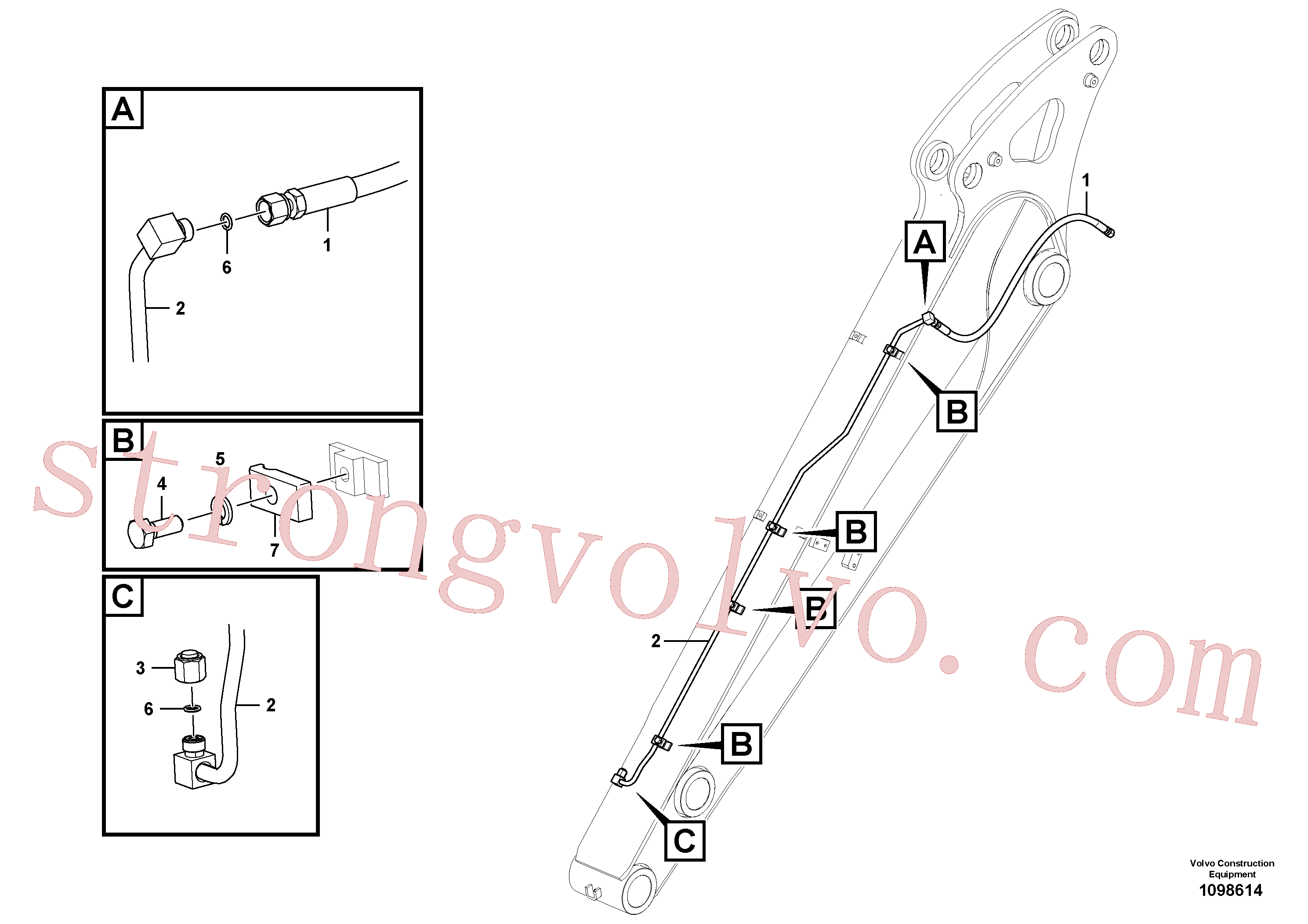 VOE14659639 Volvo Hidráulica de serviço, encaixe rápido no braço de afundamento(1098614 Montagem)