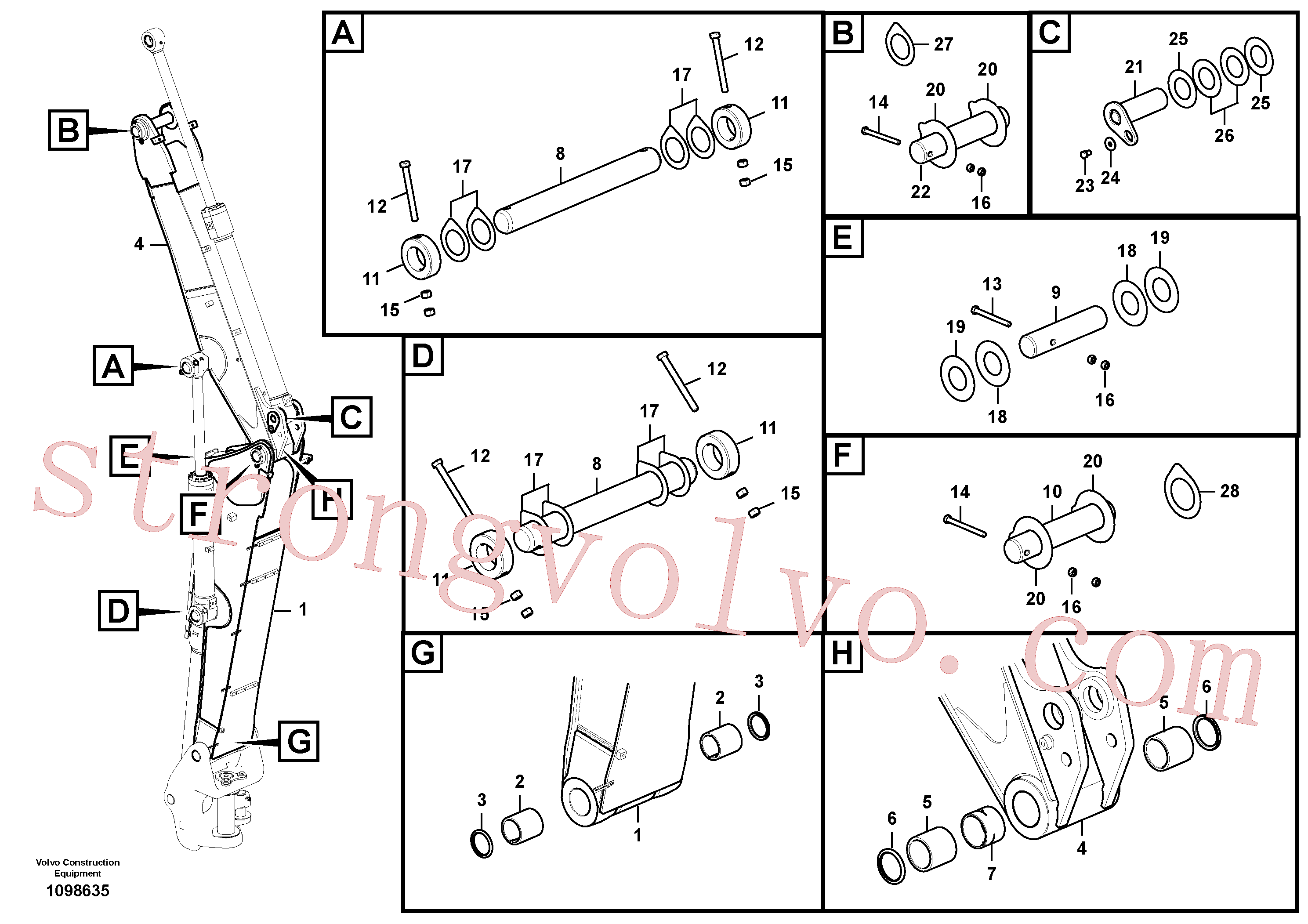 VOE14703239 Volvo Tirantes para a lança ajustável(1098635 Montagem)