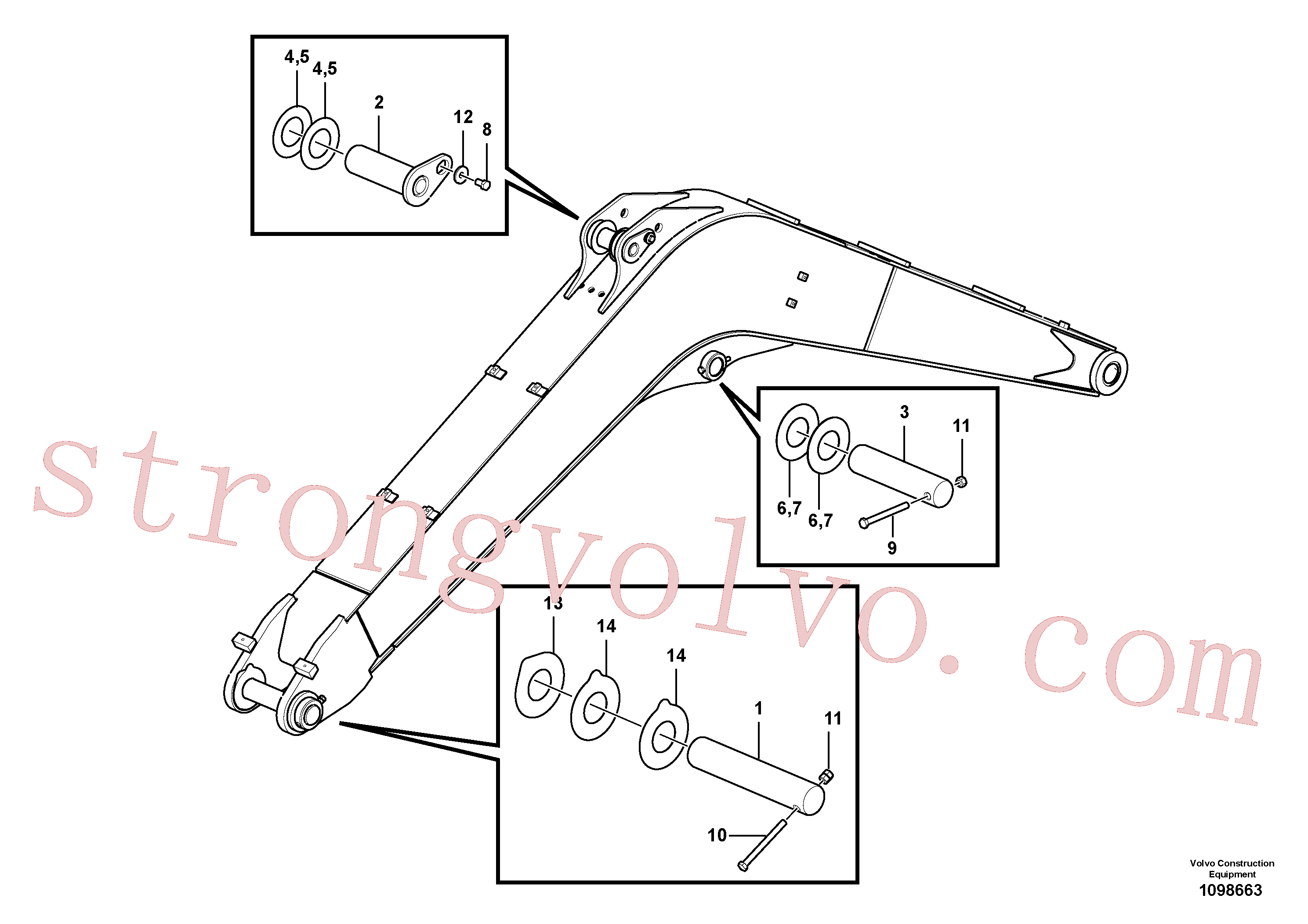 VOE14703239 Volvo Tirantes para a lança(1098663 Montagem)