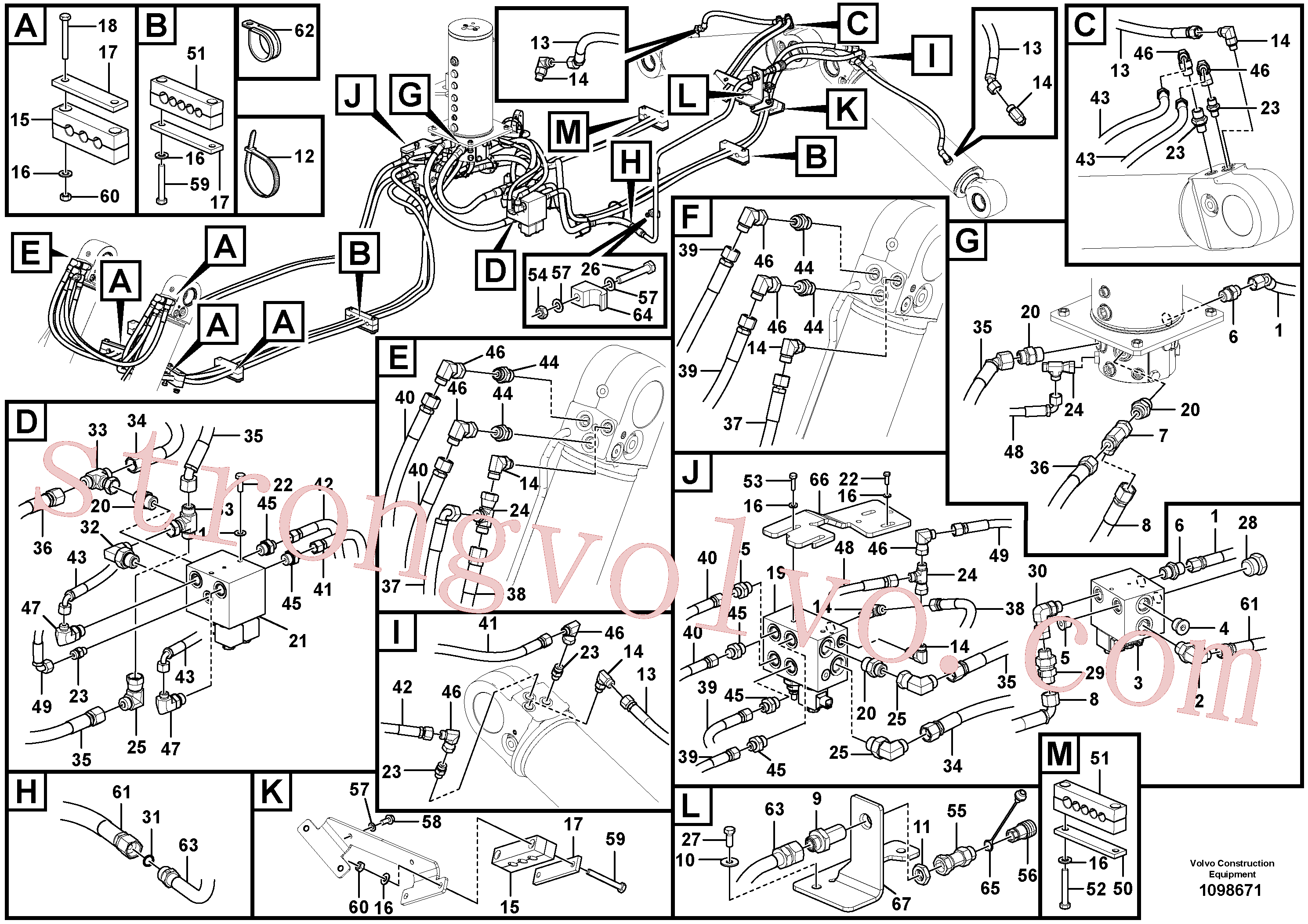 VOE937795 Volvo Hidráulica de serviço, lâmina de terraplanagem dianteira e extensor traseiro(1098671 Montagem)